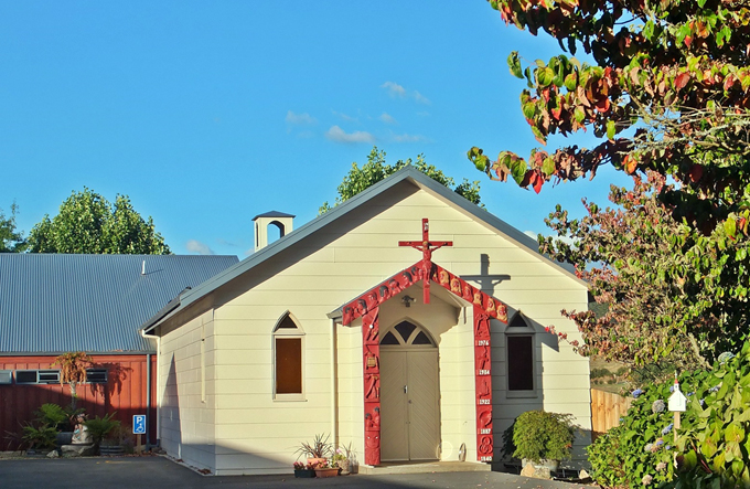 The former Taneatua Church at its final resting place