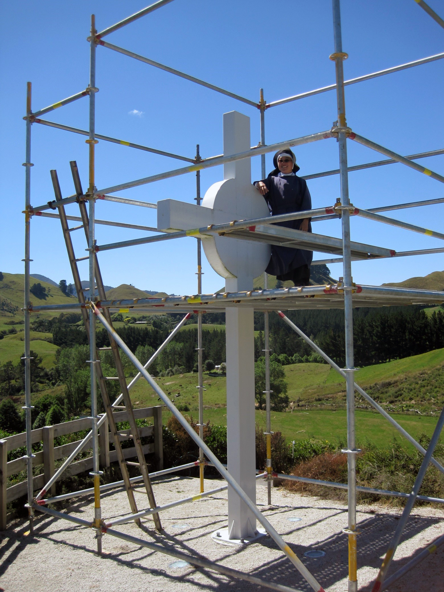 Bill setting up the scaffolding