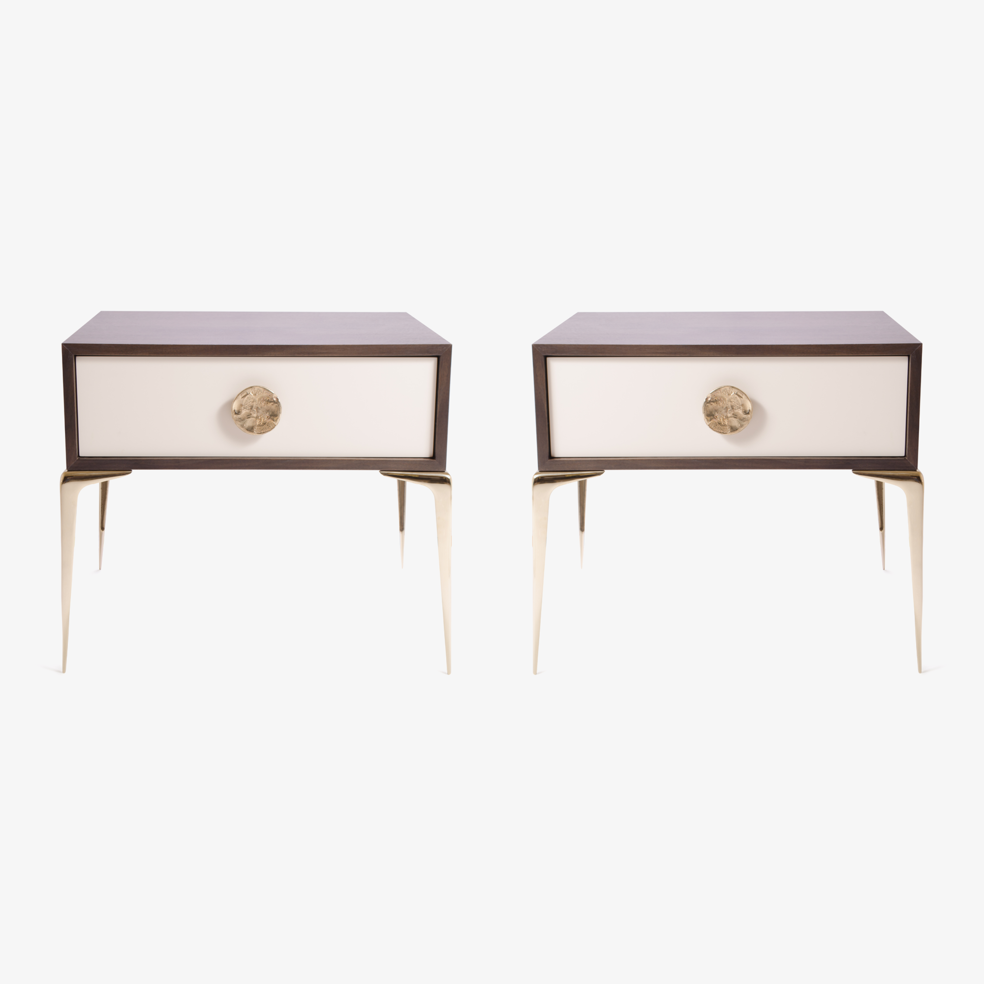 Montage Colette Brass Nightstands in Walnut