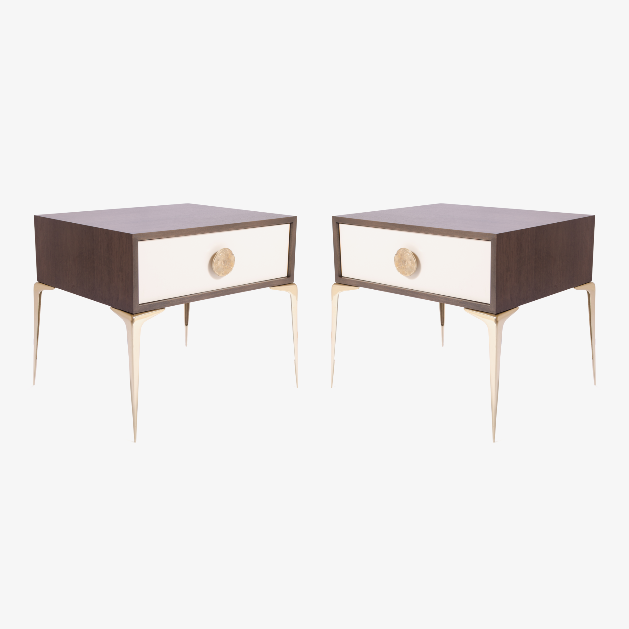 Montage Colette Brass Nightstands in Walnut
