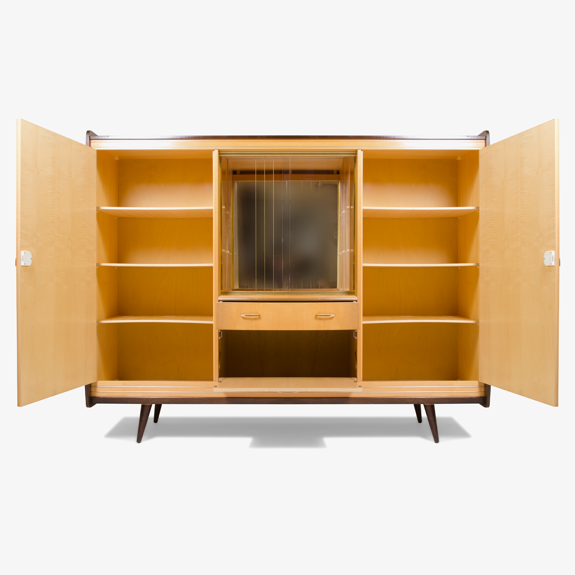 Maple & Walnut Biedermeier Style Bar Cabinet