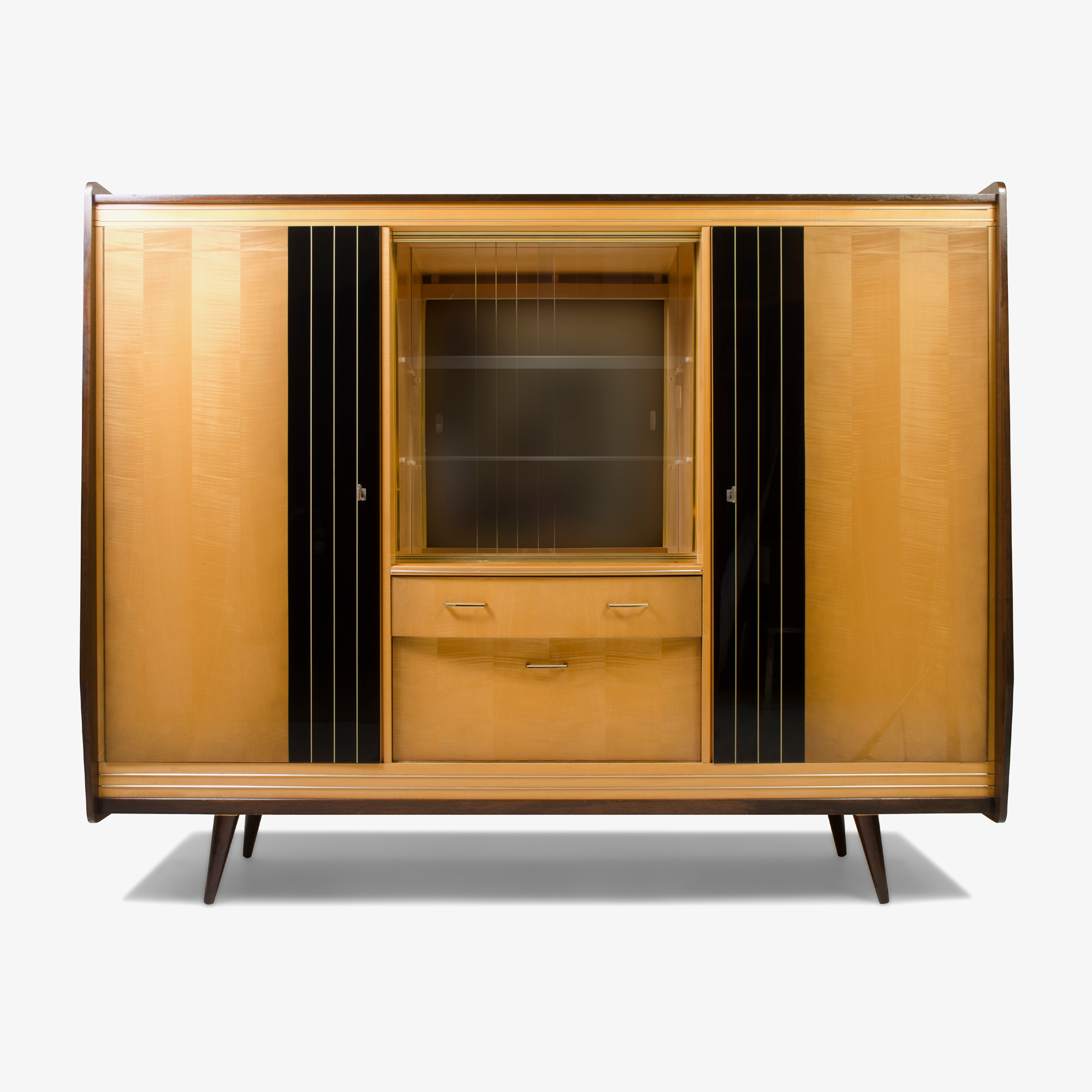 Maple & Walnut Biedermeier Style Bar Cabinet