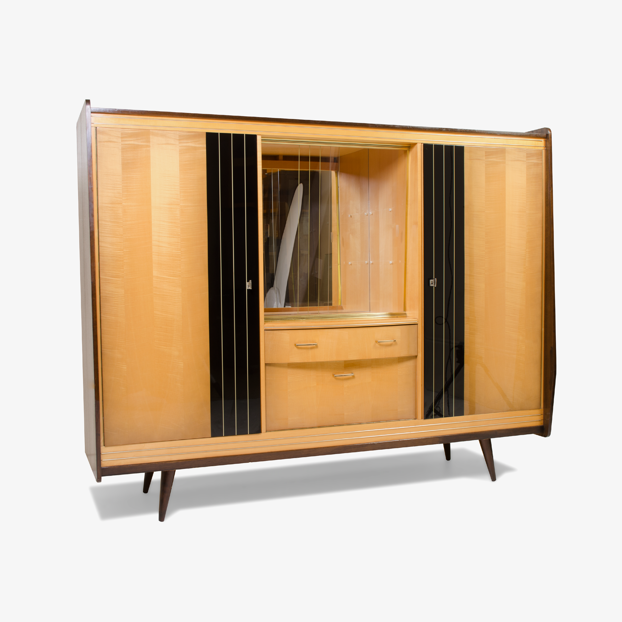 Maple & Walnut Biedermeier Style Bar Cabinet