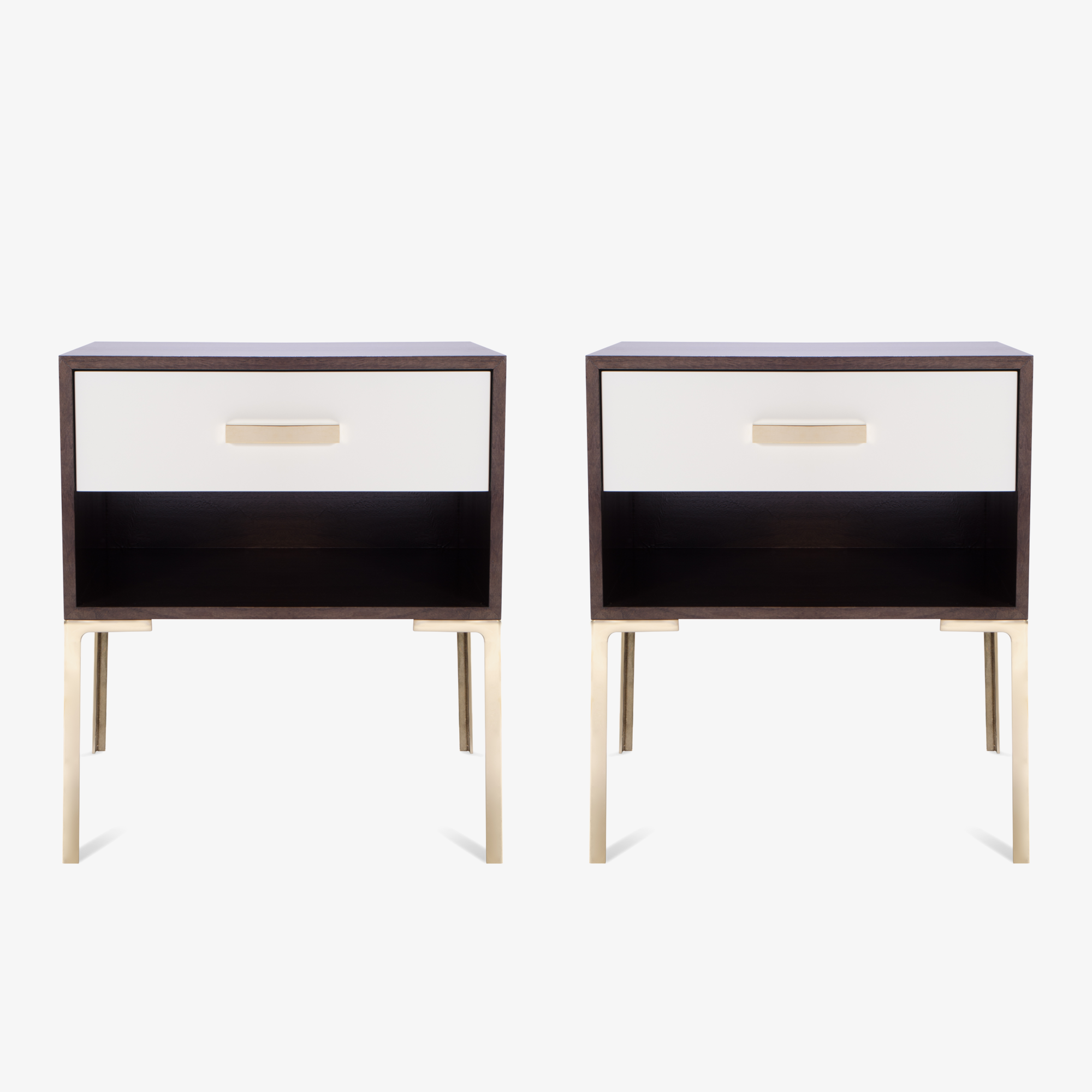 Montage Astor Tall Brass Nightstands in Walnut