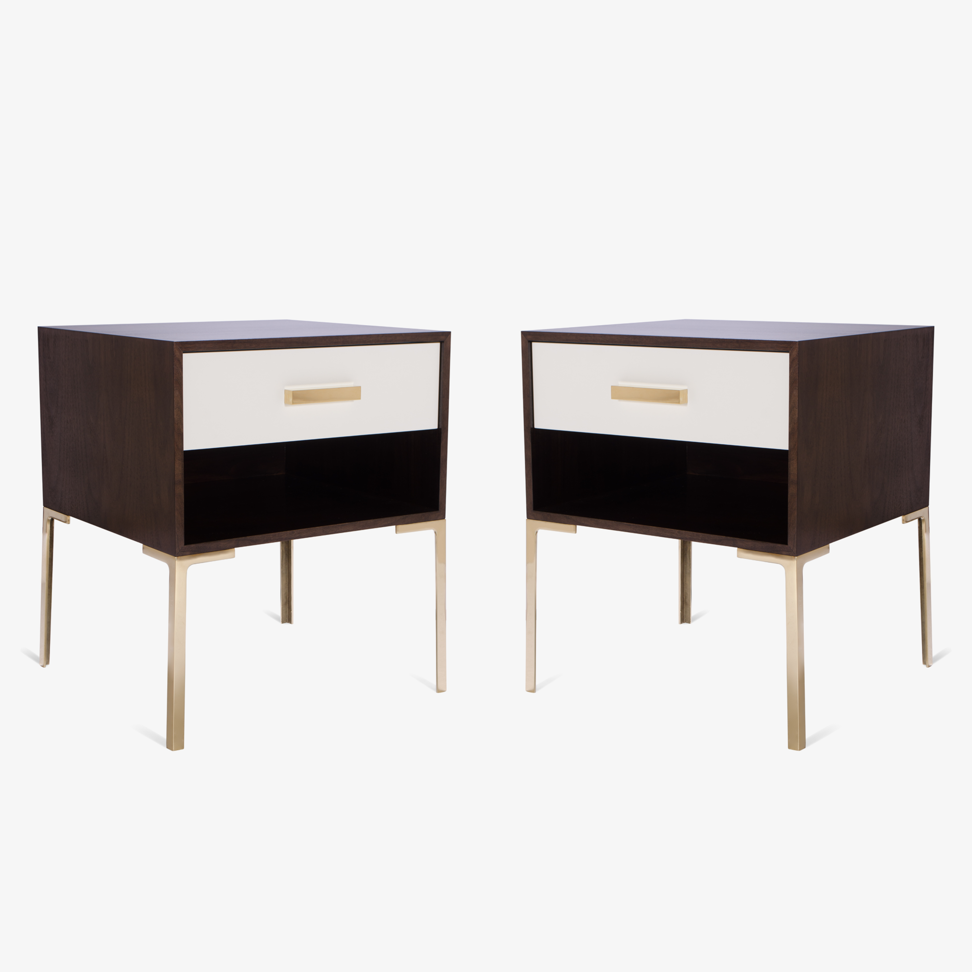 Montage Astor Tall Brass Nightstands in Walnut