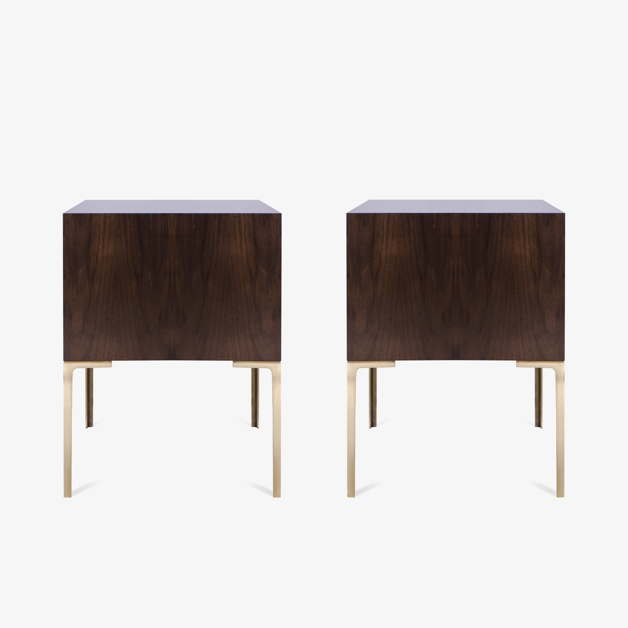 Montage Astor Tall Brass Nightstands in Walnut