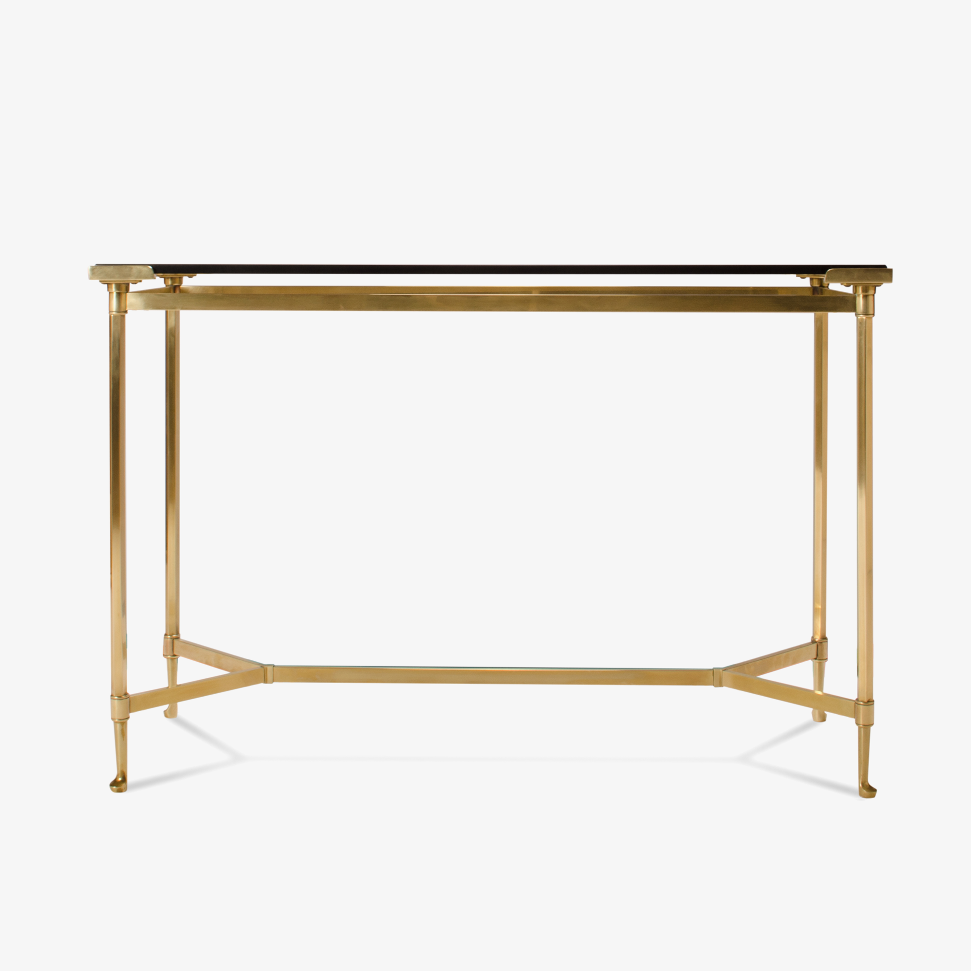 French Brass Console with Floating Smoked Glass