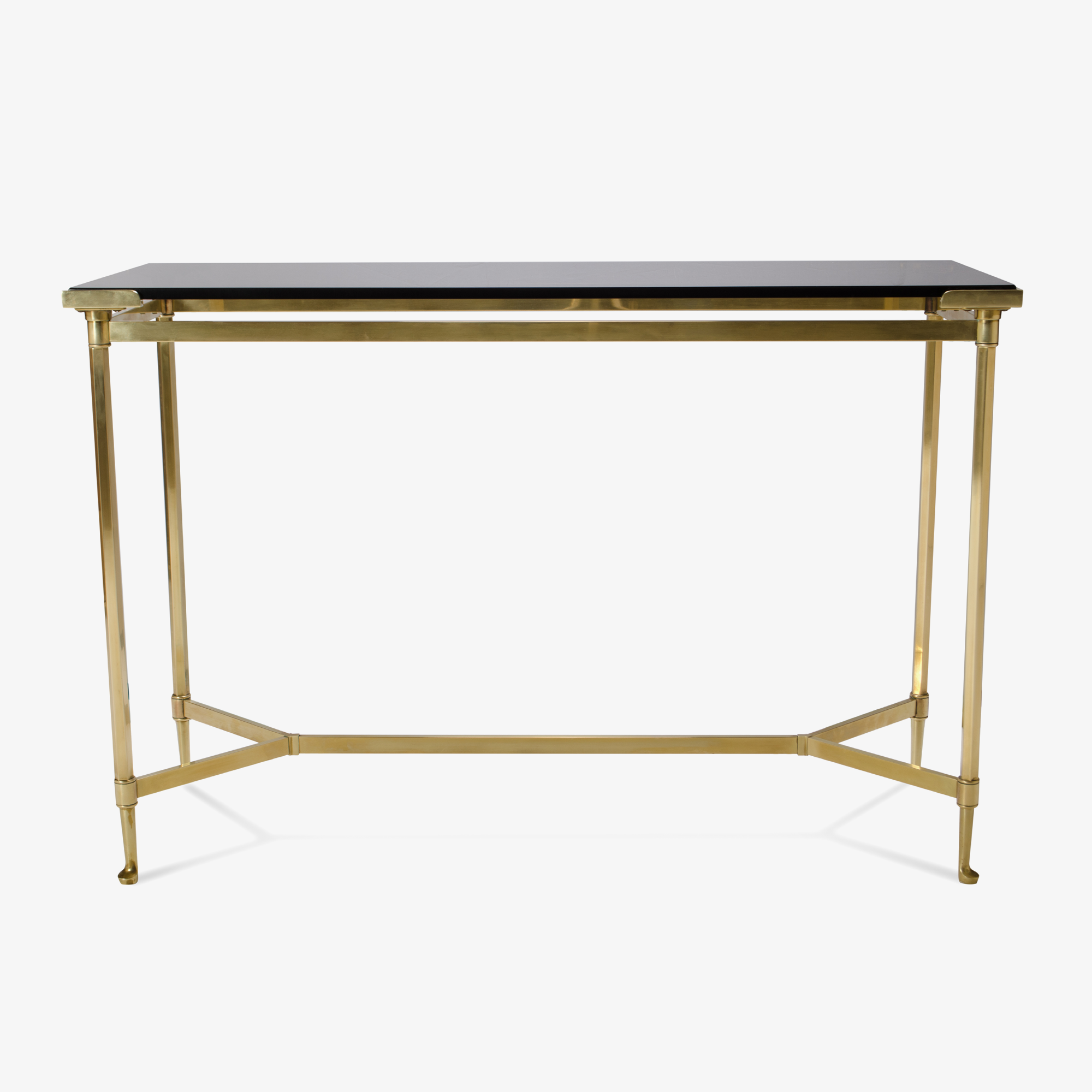 French Brass Console with Floating Smoked Glass