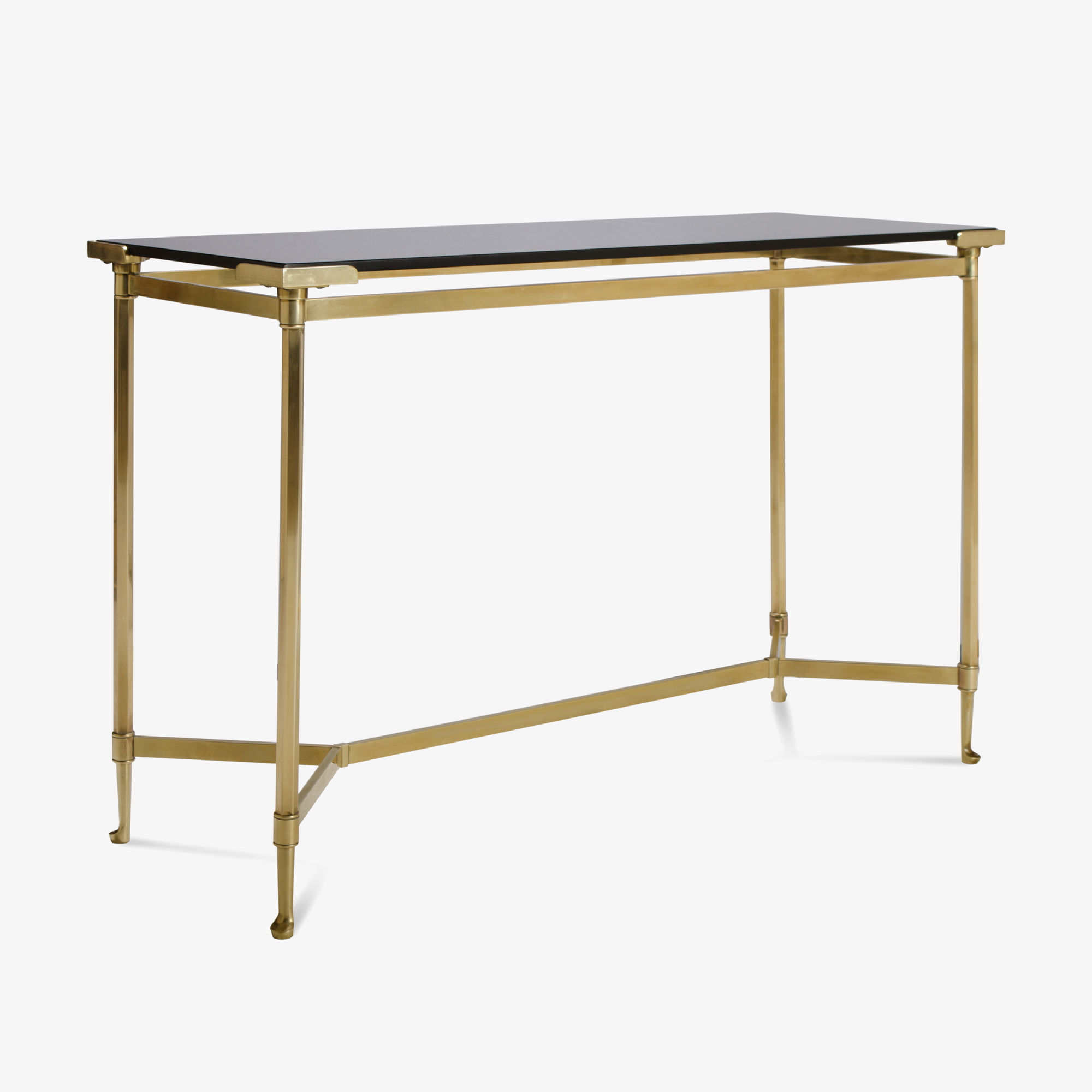 French Brass Console with Floating Smoked Glass