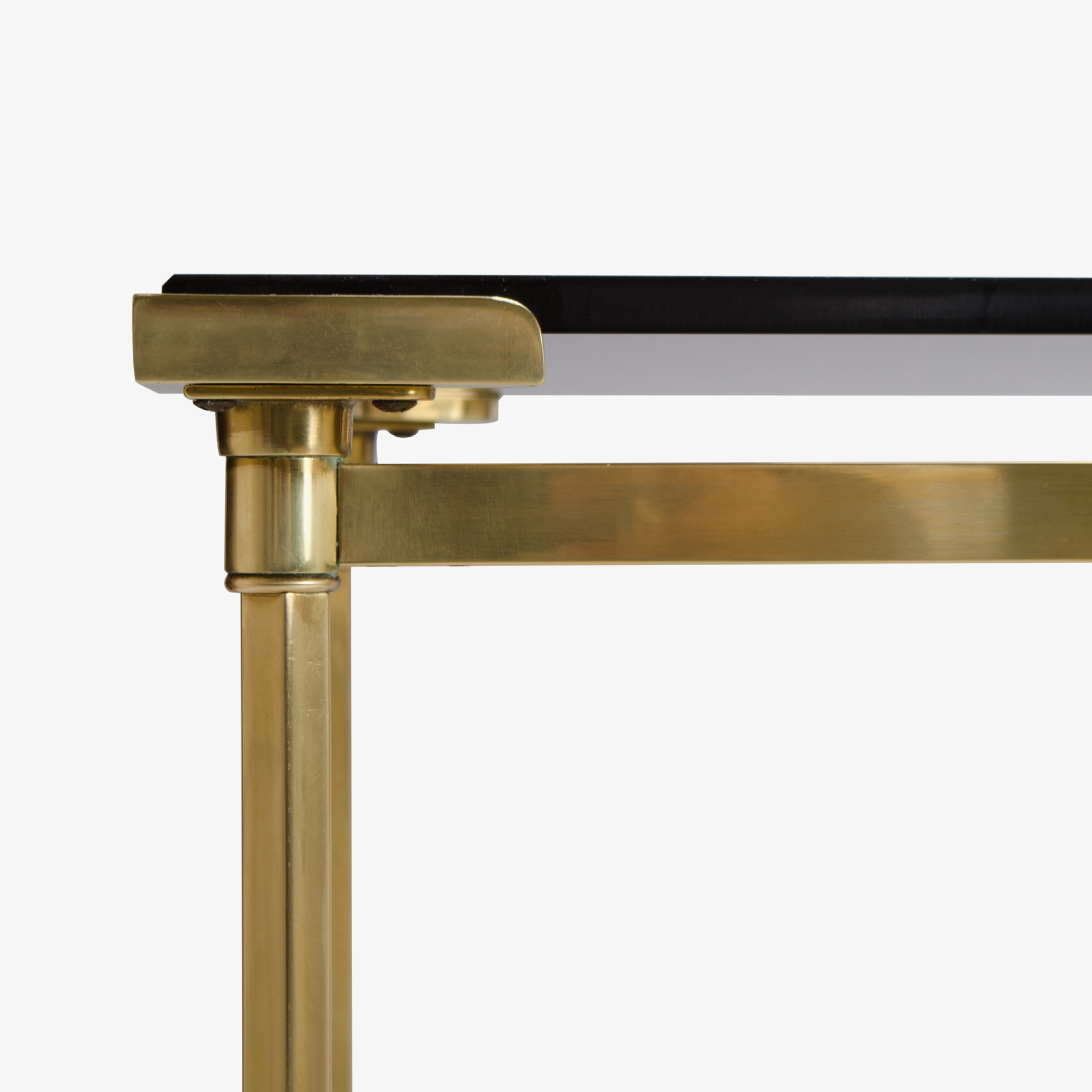 French Brass Console with Floating Smoked Glass