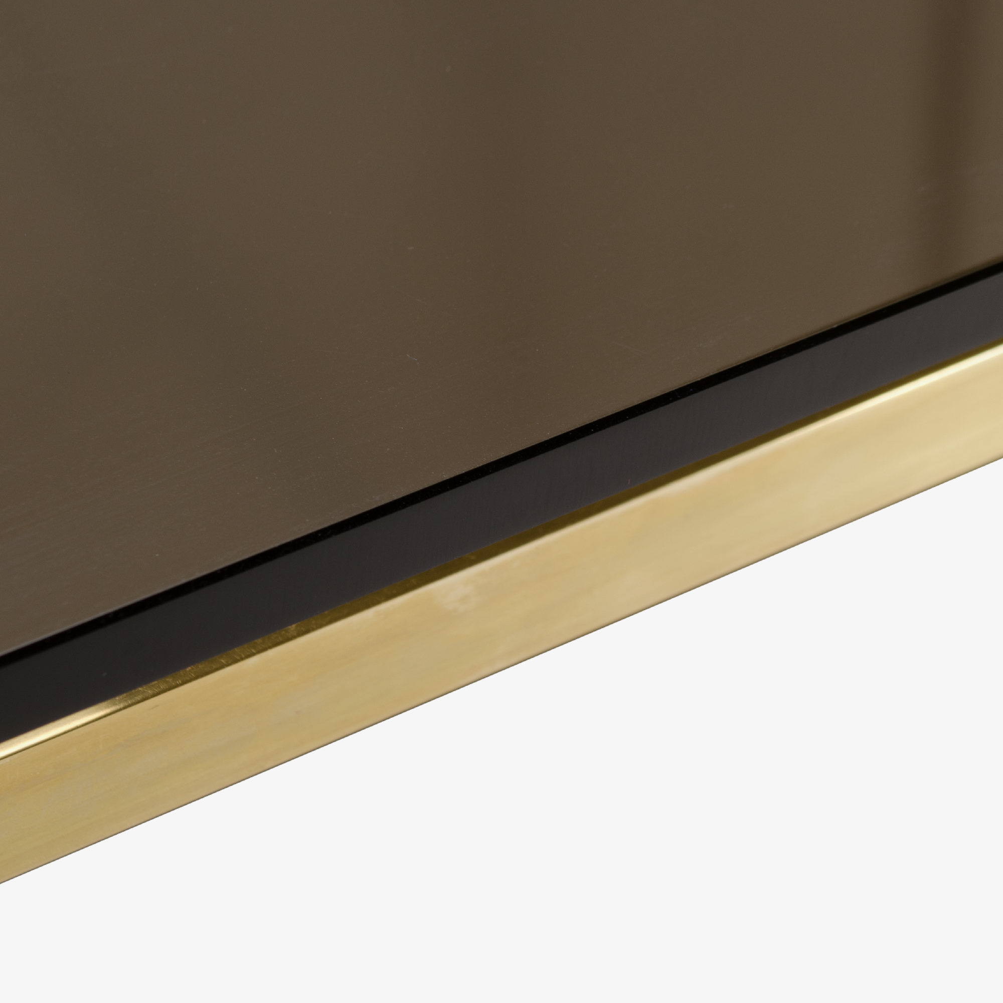 French Brass Console with Floating Smoked Glass