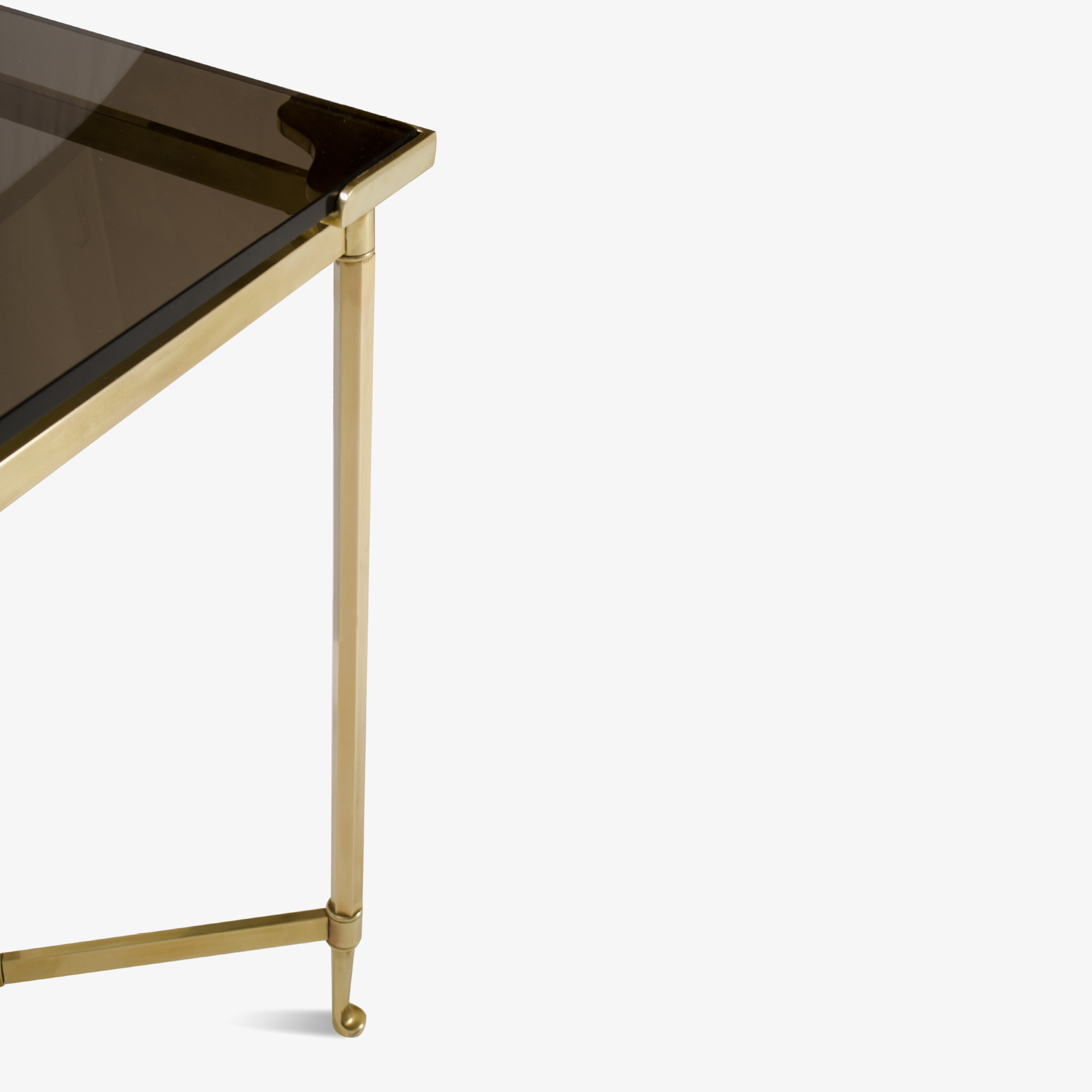 French Brass Console with Floating Smoked Glass