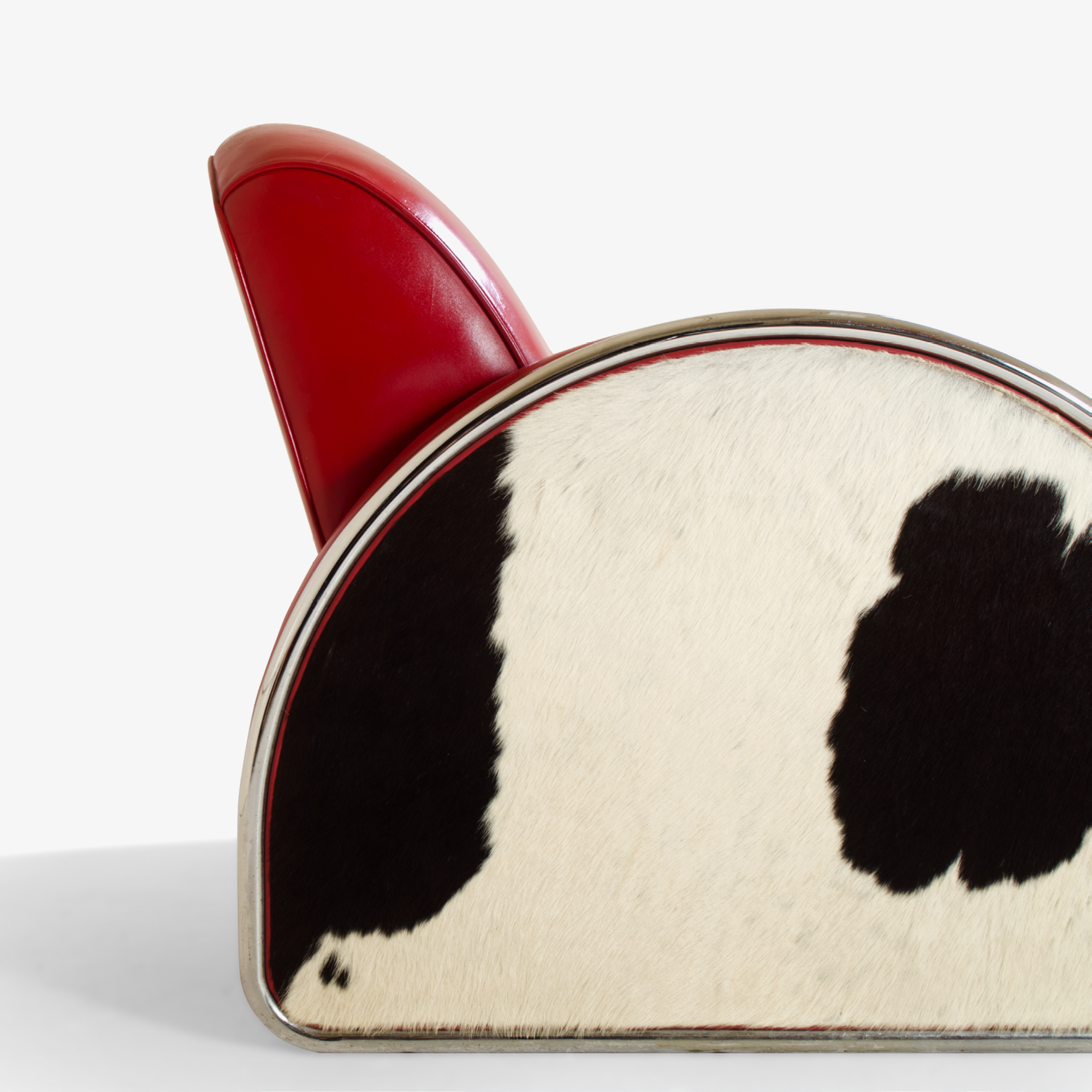 Art-Deco Cowhide/Leather Club Chair & Ottoman