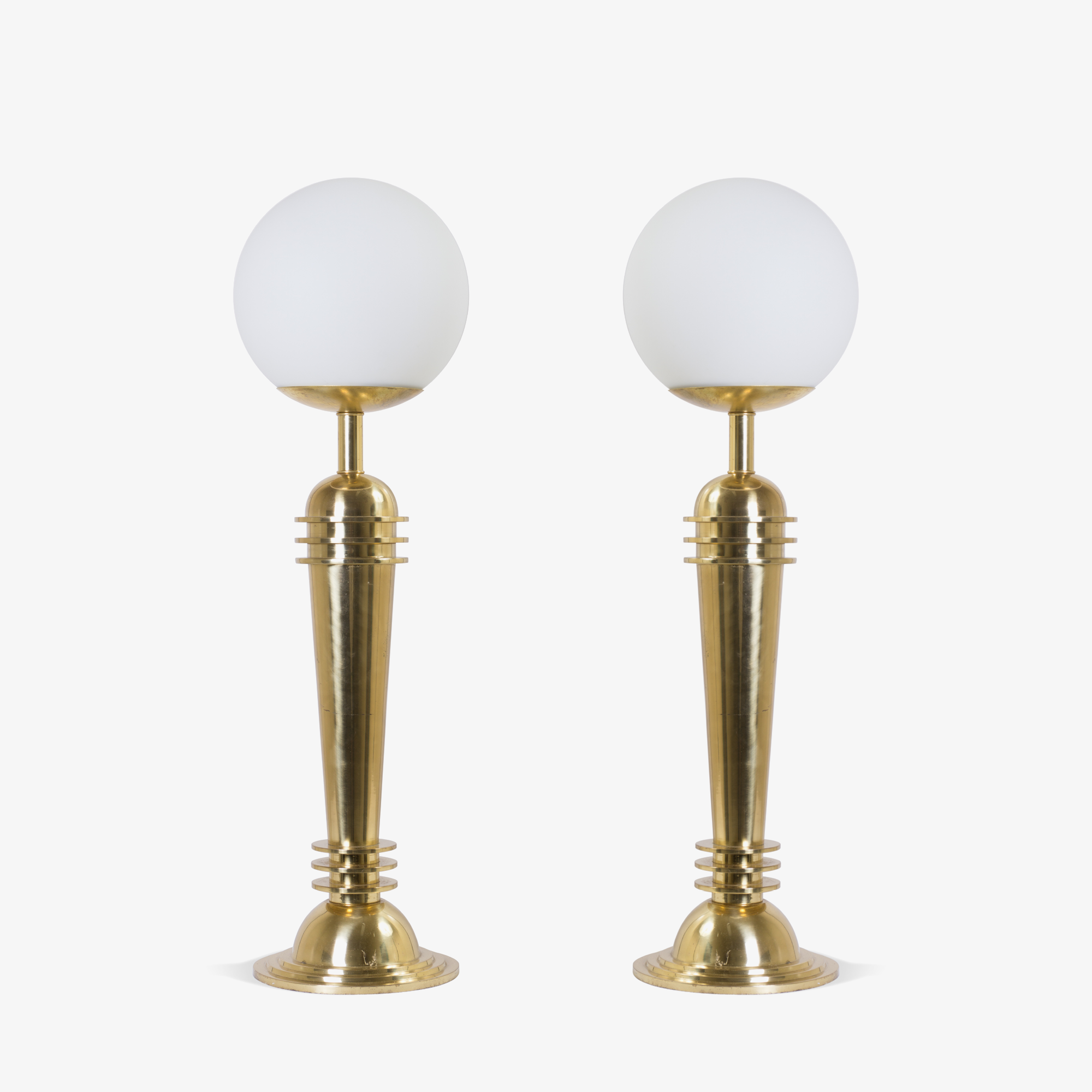 Art Deco Brass Globe Lamps