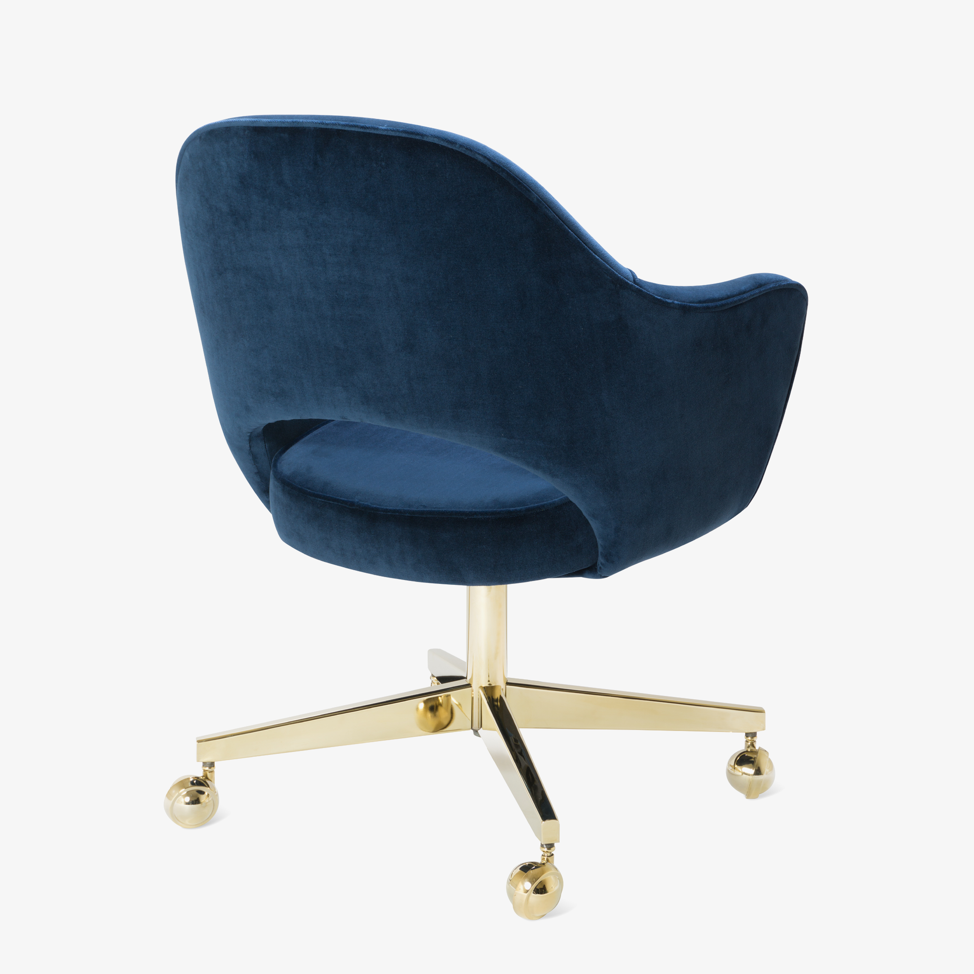 Saarinen Executive Arm Chair in Navy Velvet, Swivel Base, 24k Gold Edition5.png