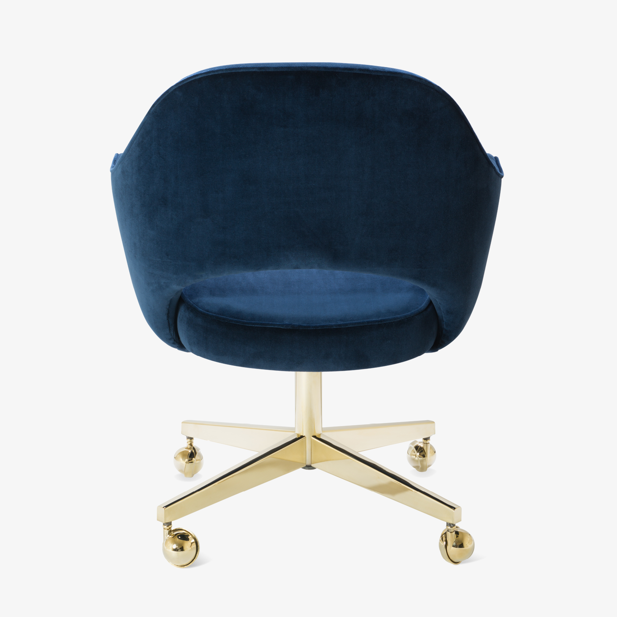 Saarinen Executive Arm Chair in Navy Velvet, Swivel Base, 24k Gold Edition6.png
