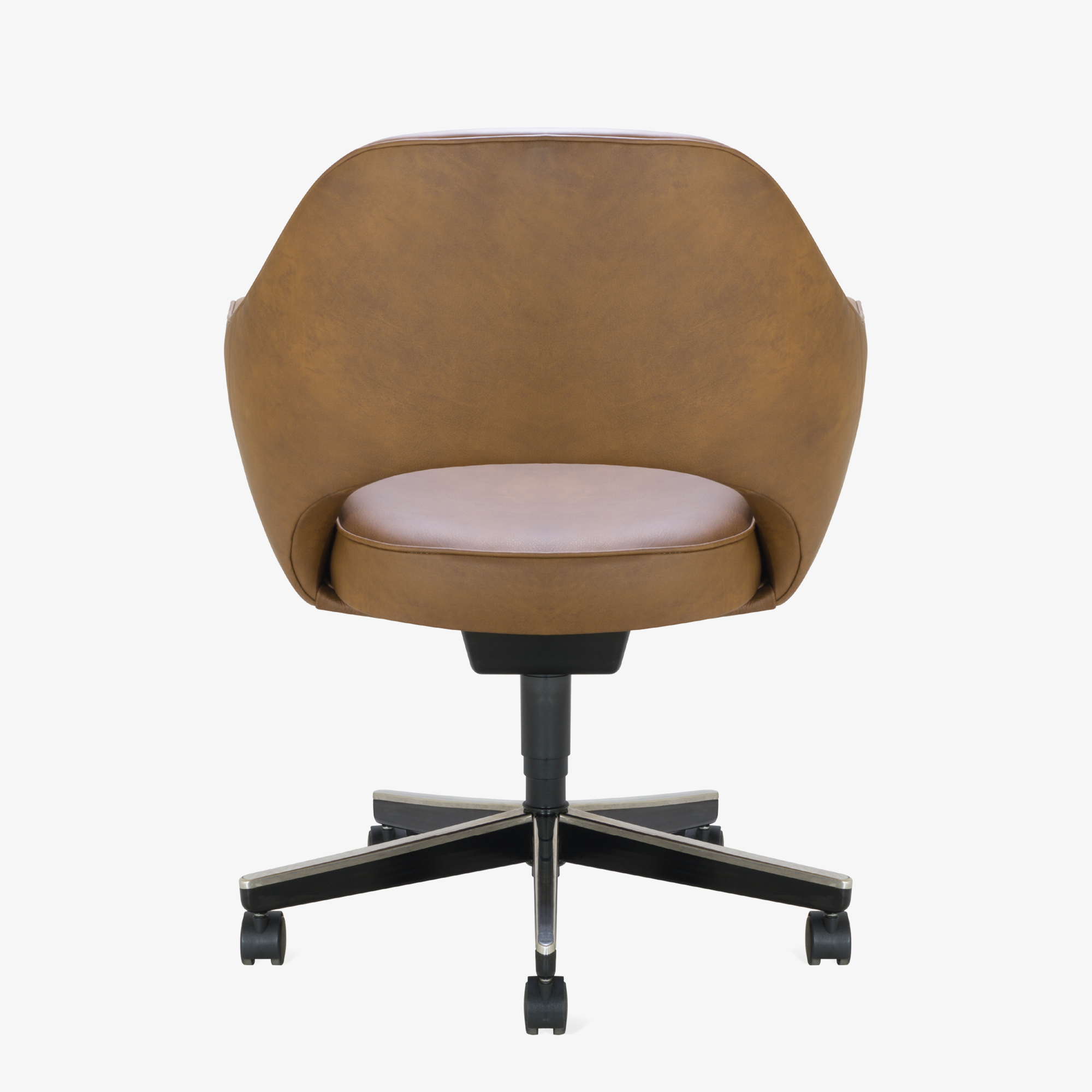 Saarinen Executive Arm Chair in Saddle Leather, Swivel Base5.png