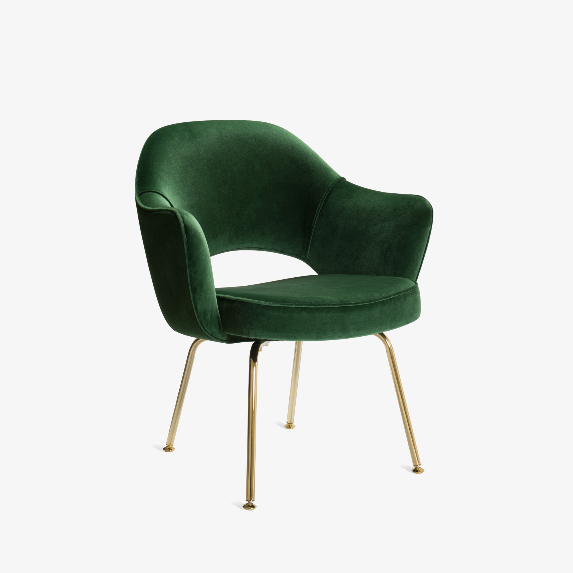 Saarinen Executive Arm Chair in Emerald Velvet, 24k Gold Edition2.png