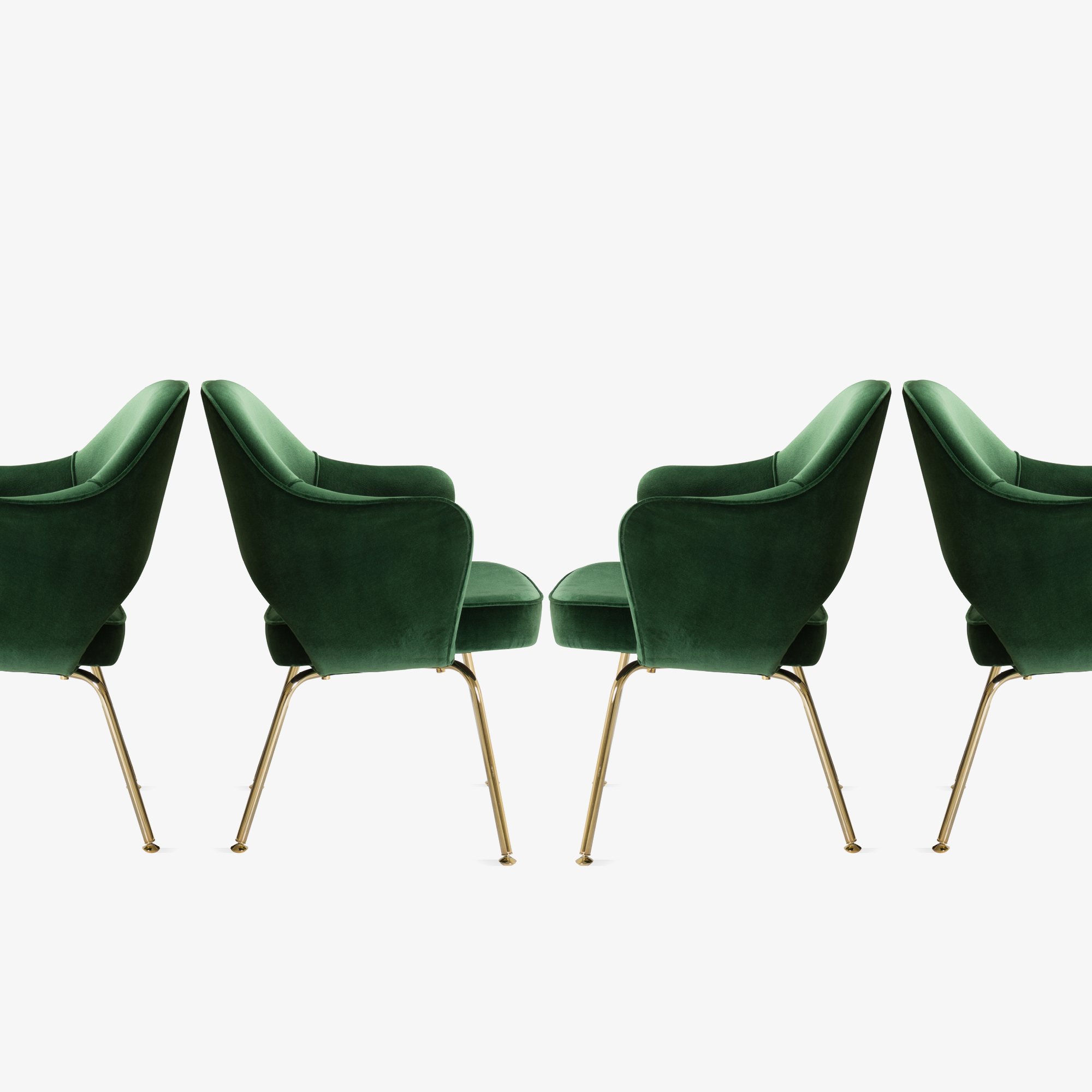 Saarinen Executive Arm Chair in Emerald Velvet, 24k Gold Edition4.png