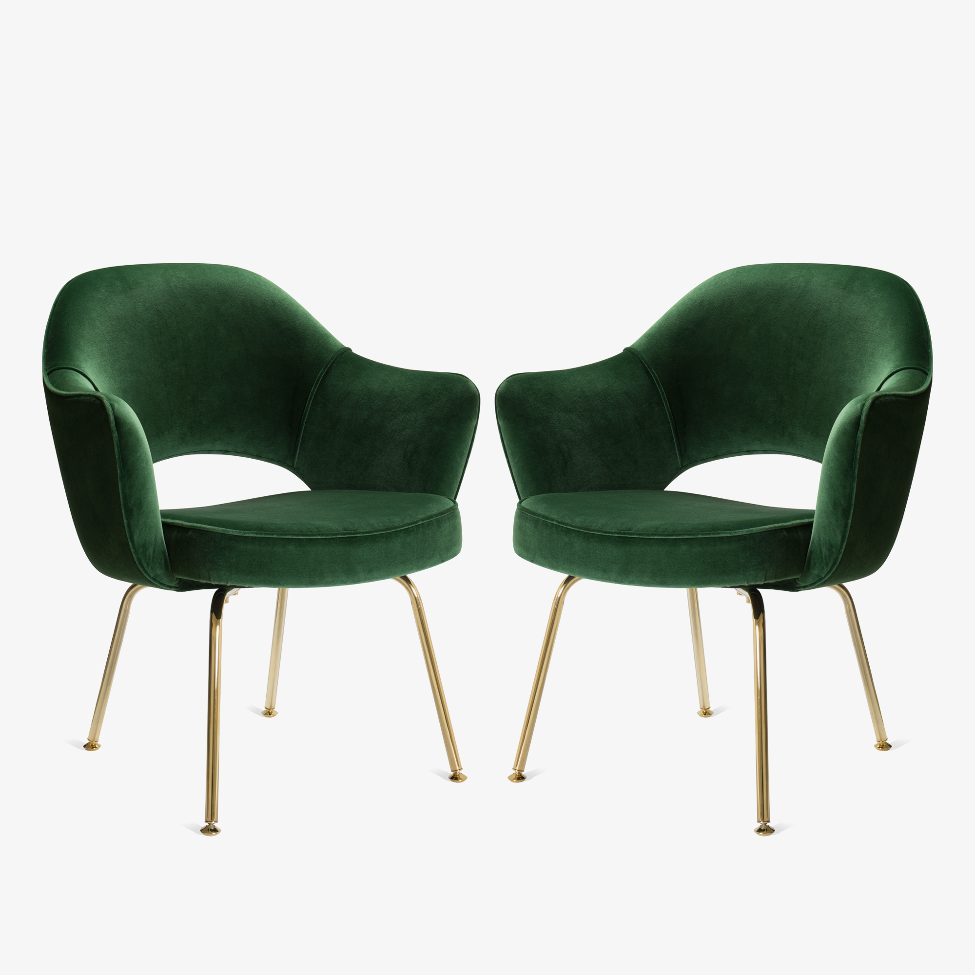 Saarinen Executive Arm Chair in Emerald Velvet, 24k Gold Edition3.png