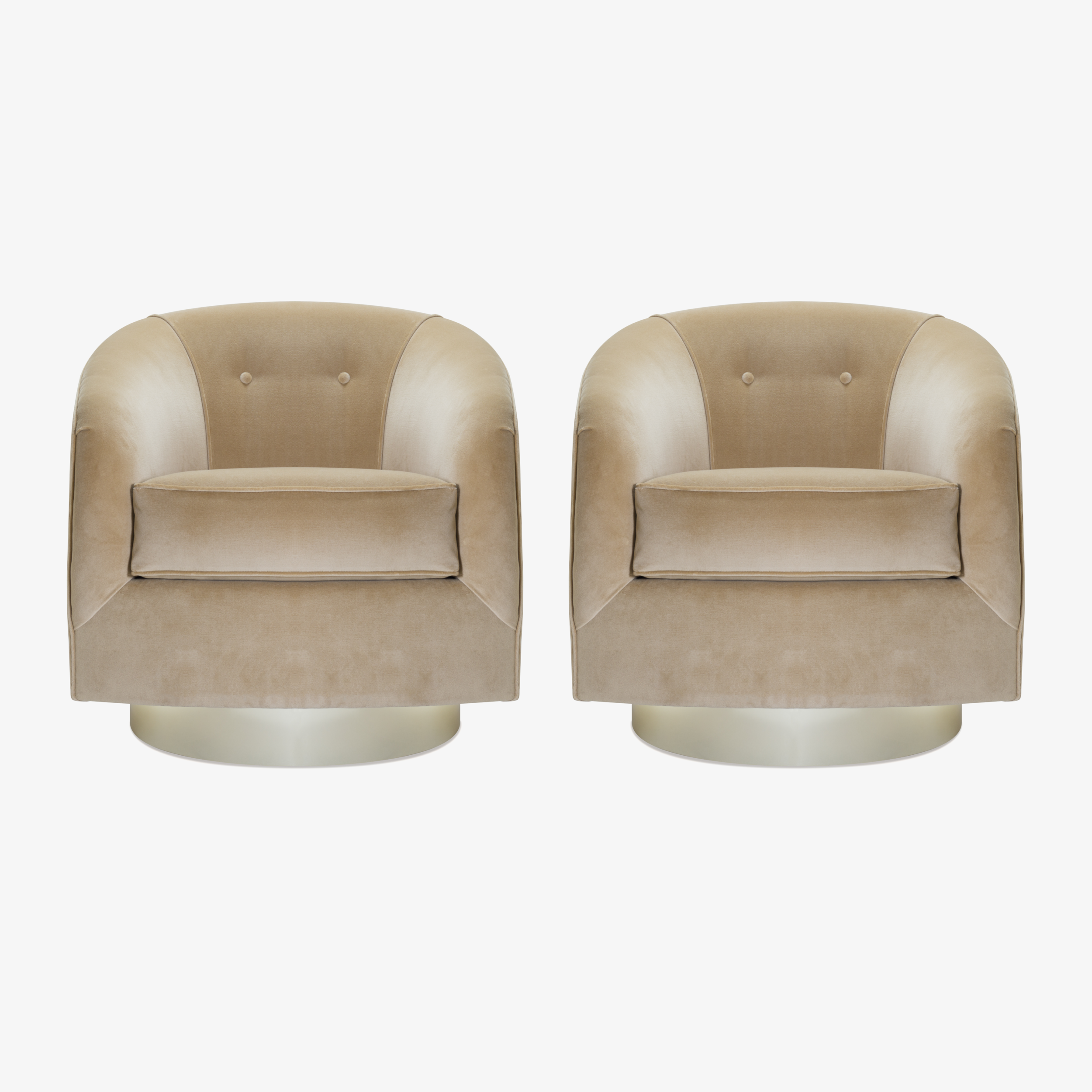 Swivel Tub Chairs with Brass Bases in Camel Velvet.png