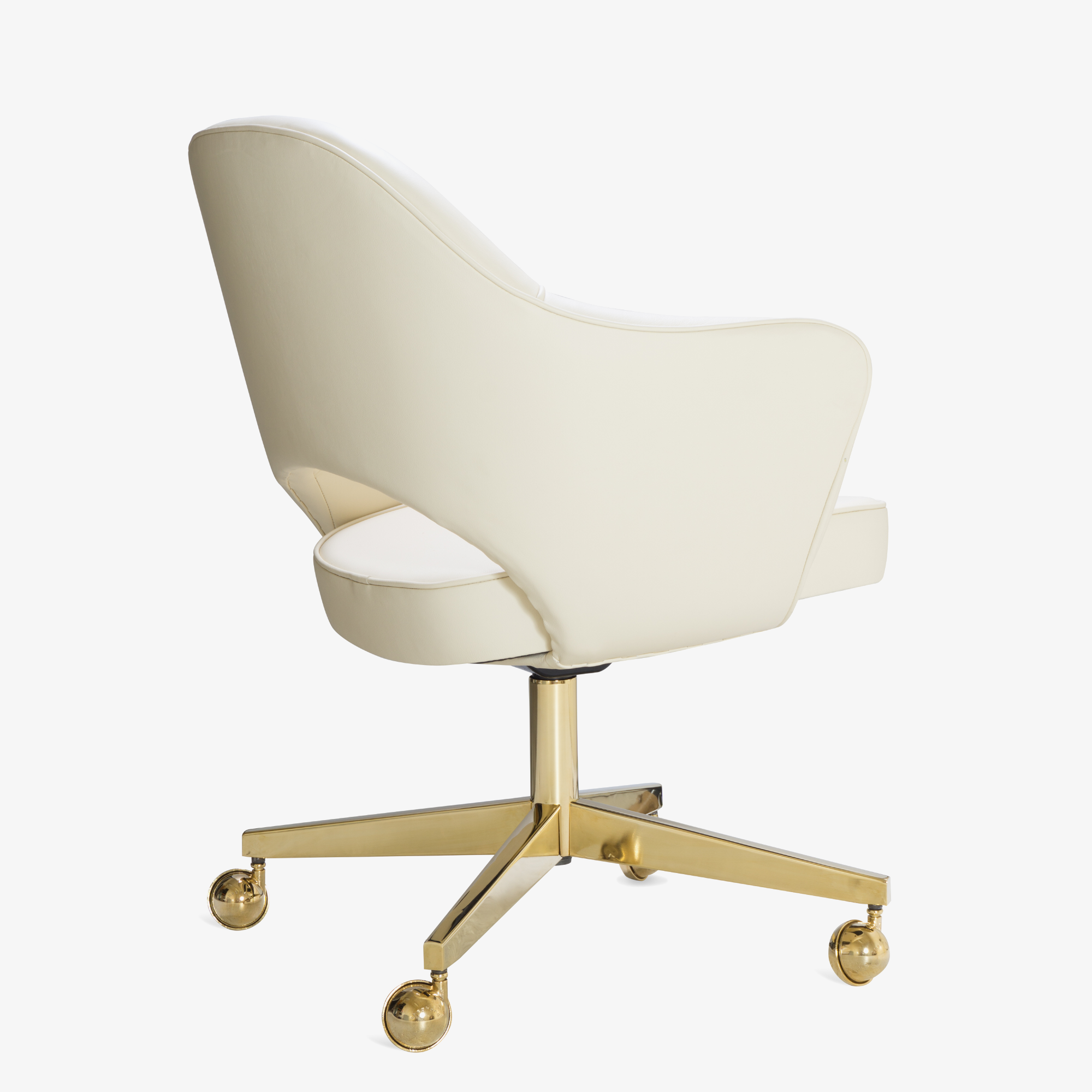 Saarinen Executive Arm Chair in Creme Leather, Swivel Base, 24k Gold Edition4.png