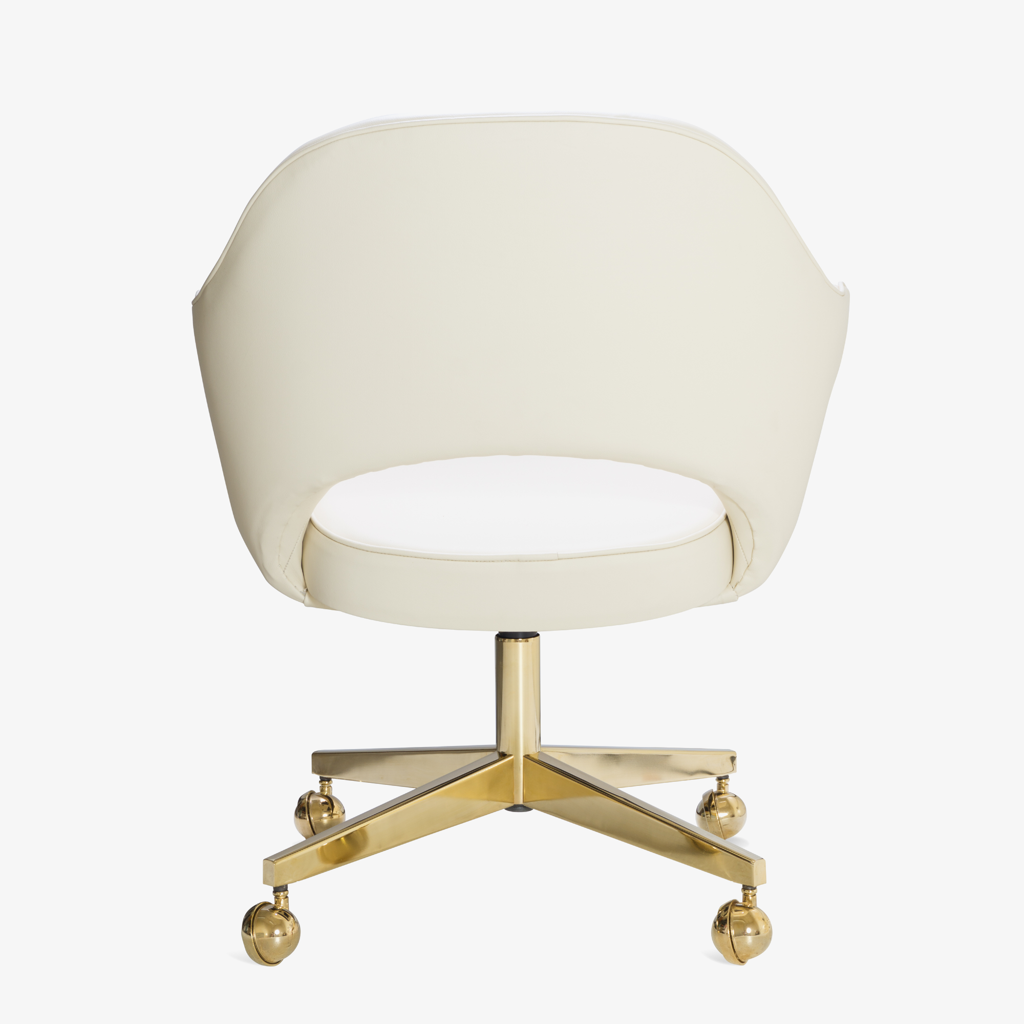 Saarinen Executive Arm Chair in Creme Leather, Swivel Base, 24k Gold Edition5.png