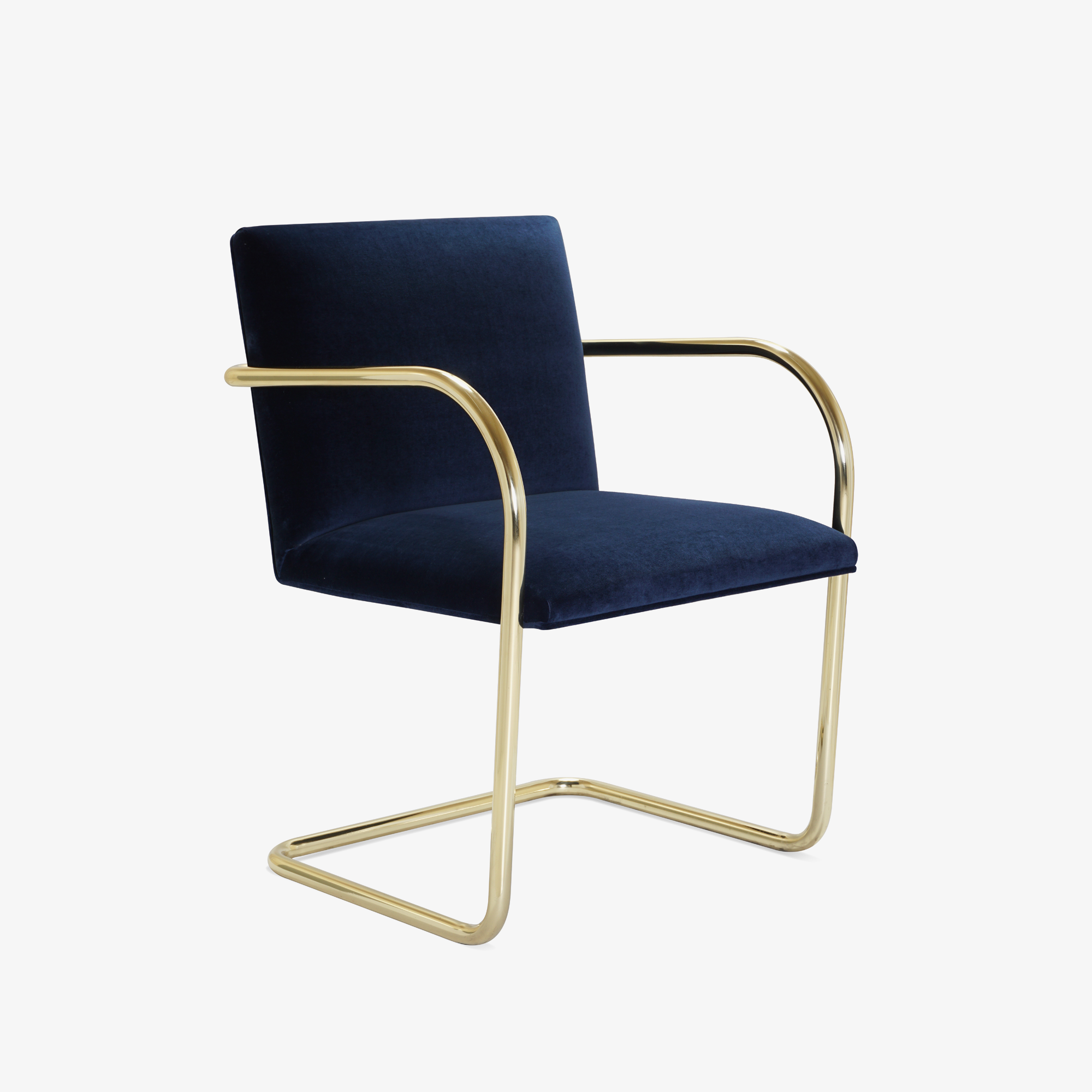 Brno Tubular Chair in Velvet, Polished Brass2.png