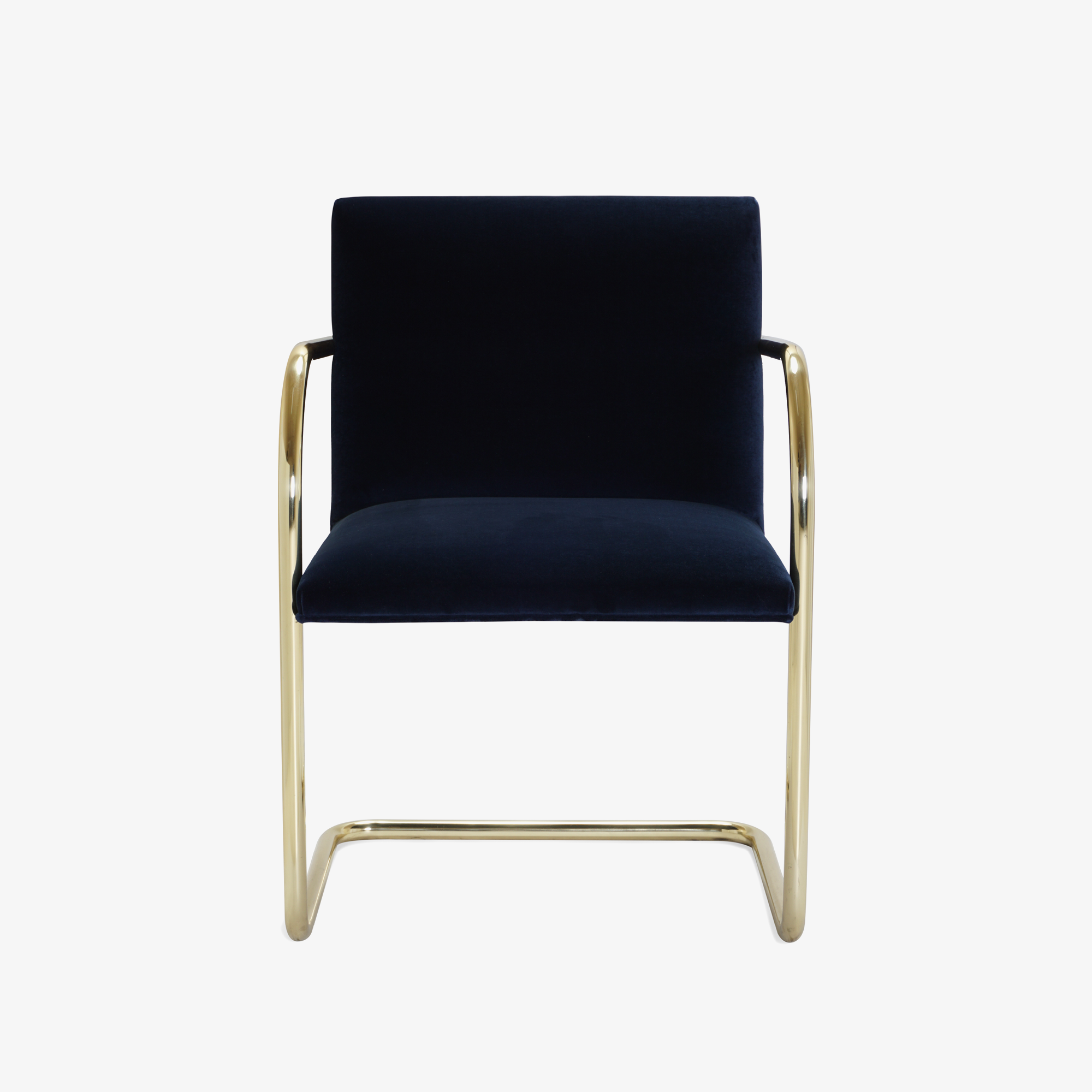 Brno Tubular Chair in Velvet, Polished Brass6.png