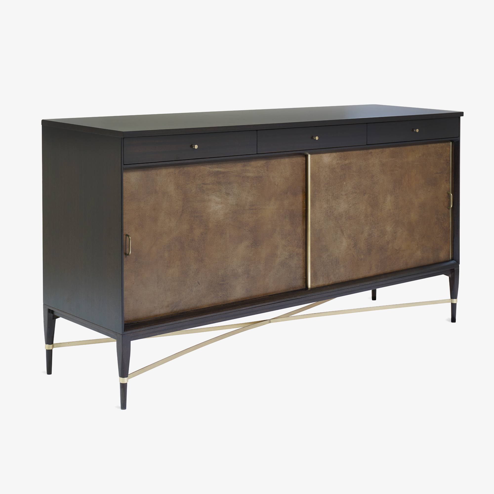 Walnut & Brass Cross Stretcher Credenza by Paul McCobb for Calvin Group2.png