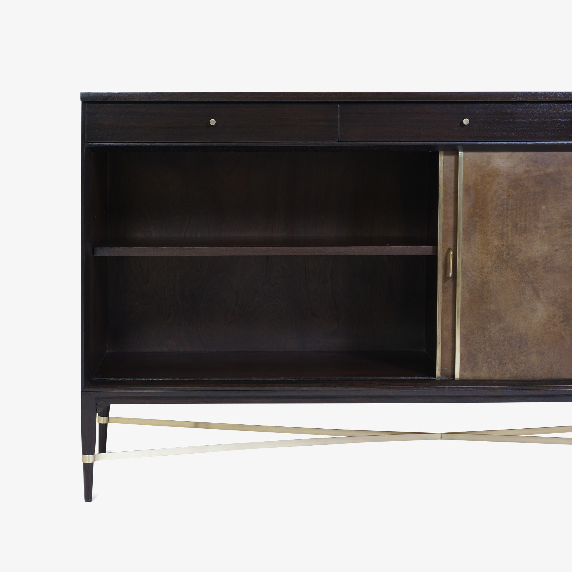 Walnut & Brass Cross Stretcher Credenza by Paul McCobb for Calvin Group4.png