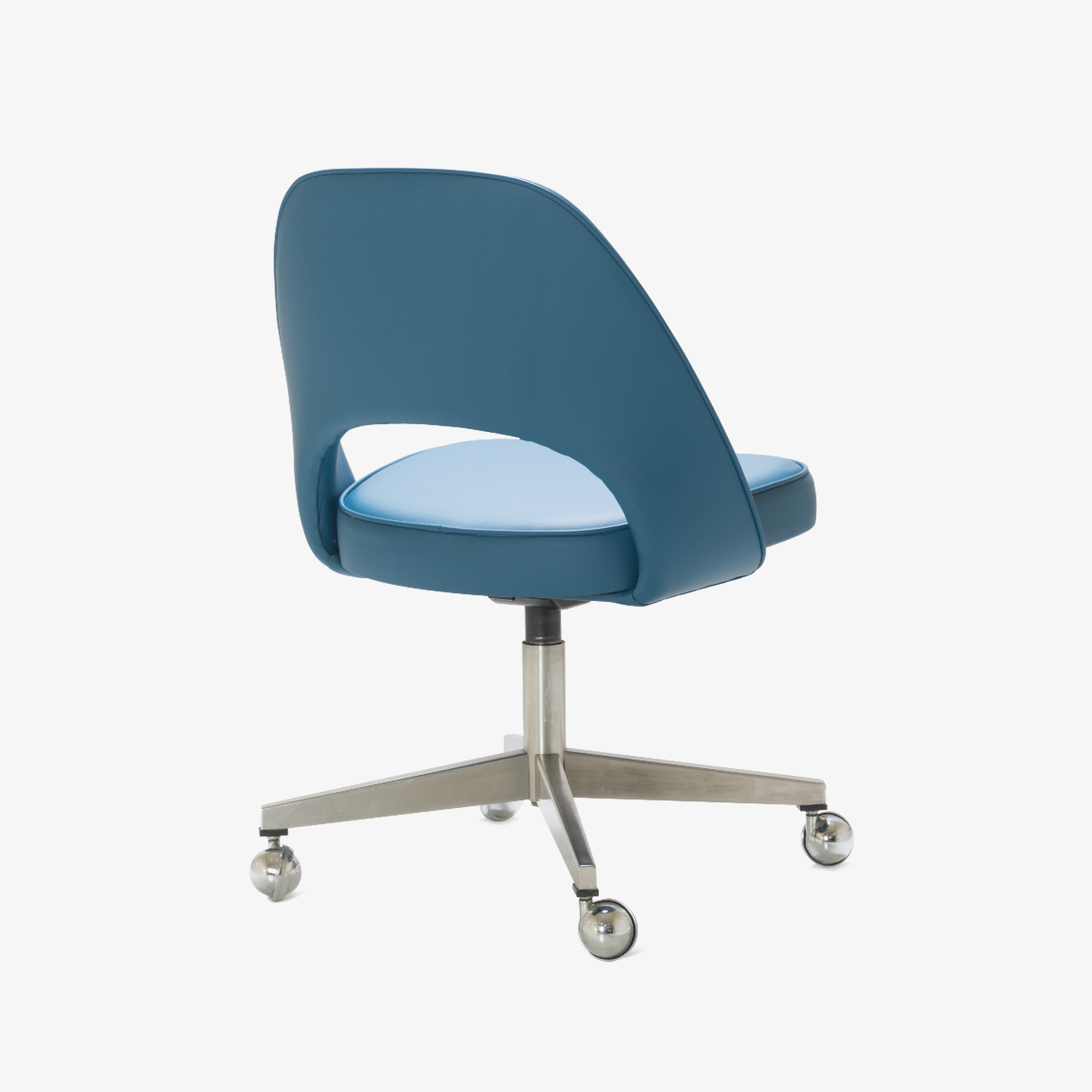 Saarinen Executive Armless Chair In Pelle Faux Leather Swivel Base Montage
