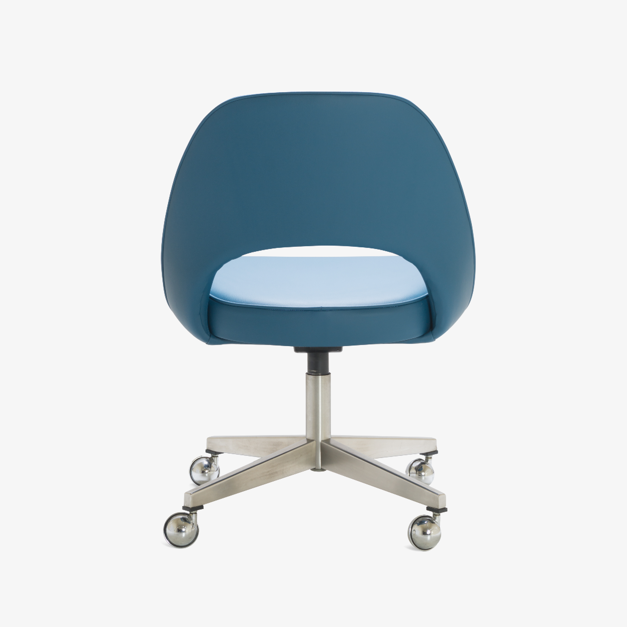 Saarinen Executive Armless Chair in Pelle Faux Leather, Swivel Base5.png