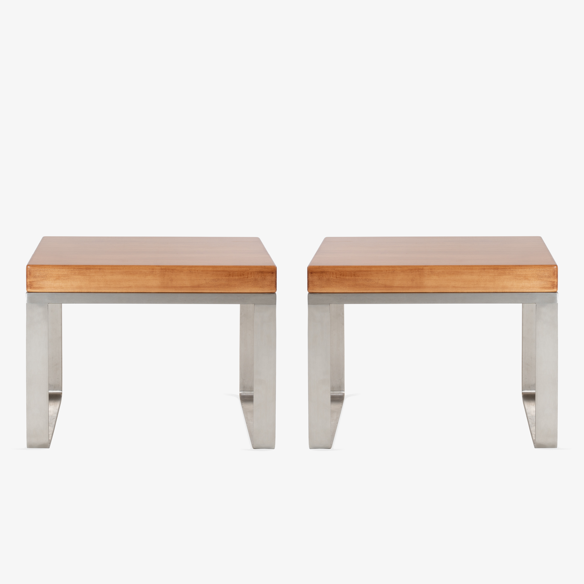 Solid Wood Accent Tables with Steel Bases, Pair - Square.png