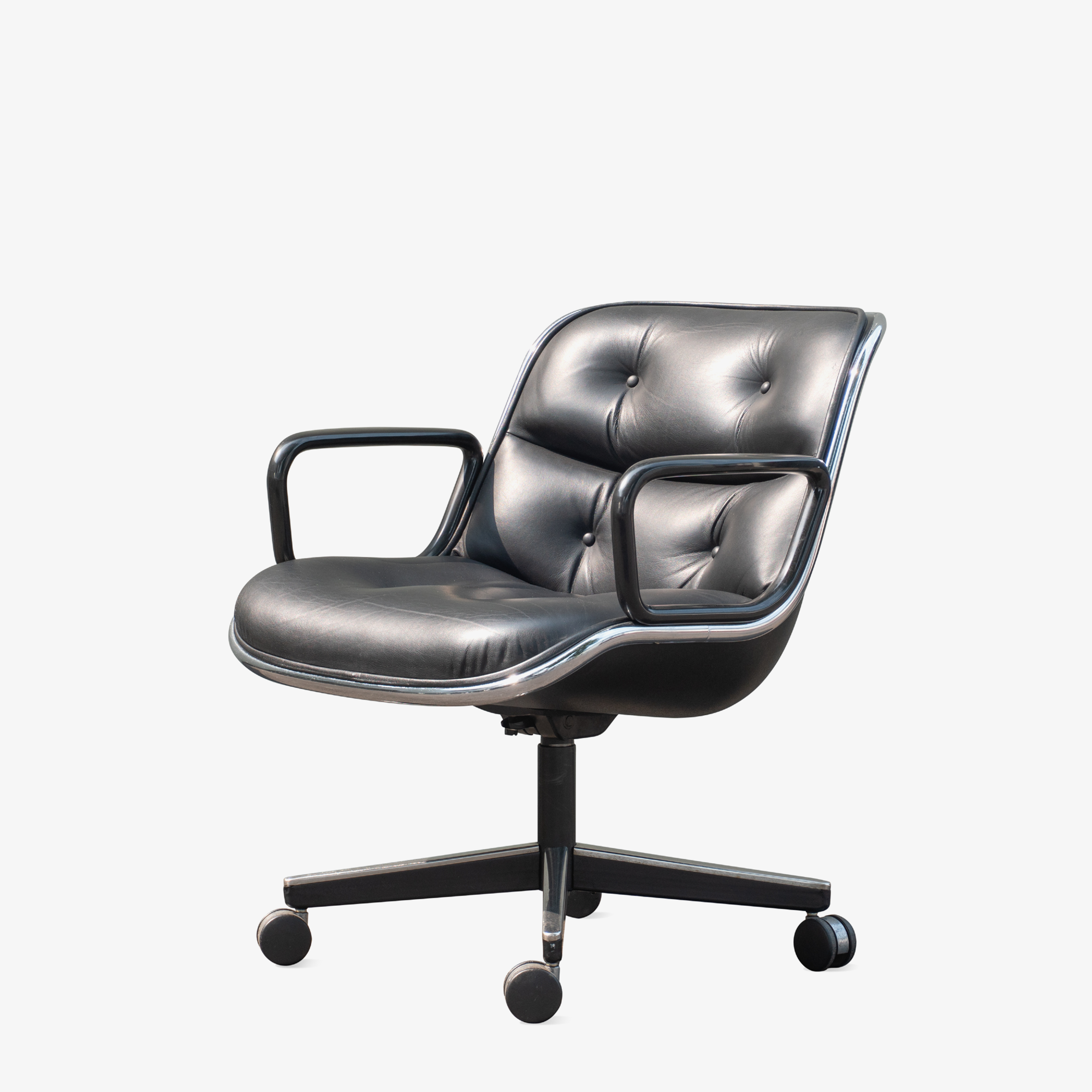 Pollock Executive Chair in Black Leather by Charles Pollock for Knoll - Square4.png