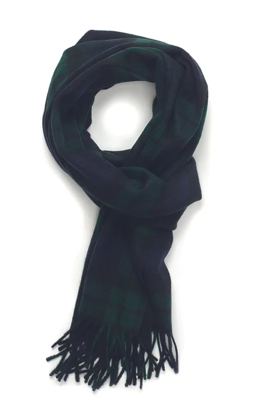 Écharpe 100% cachemire en tartan bleu marine - vert. Un classique que l’on adore !