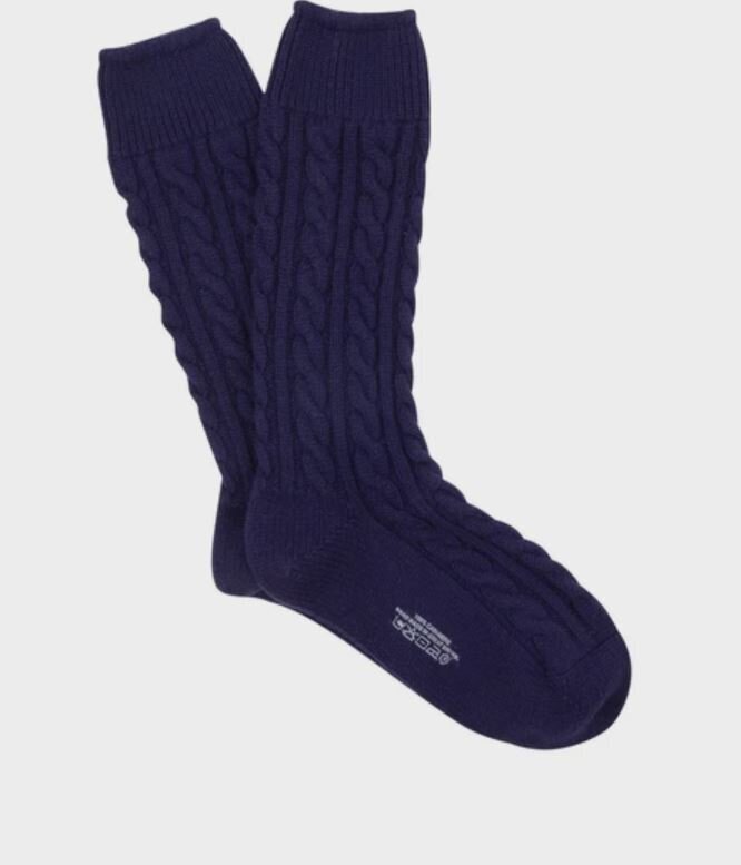 Noir made in Scotland Johnstons of Elgin 100% cashmere Cable Chaussettes 