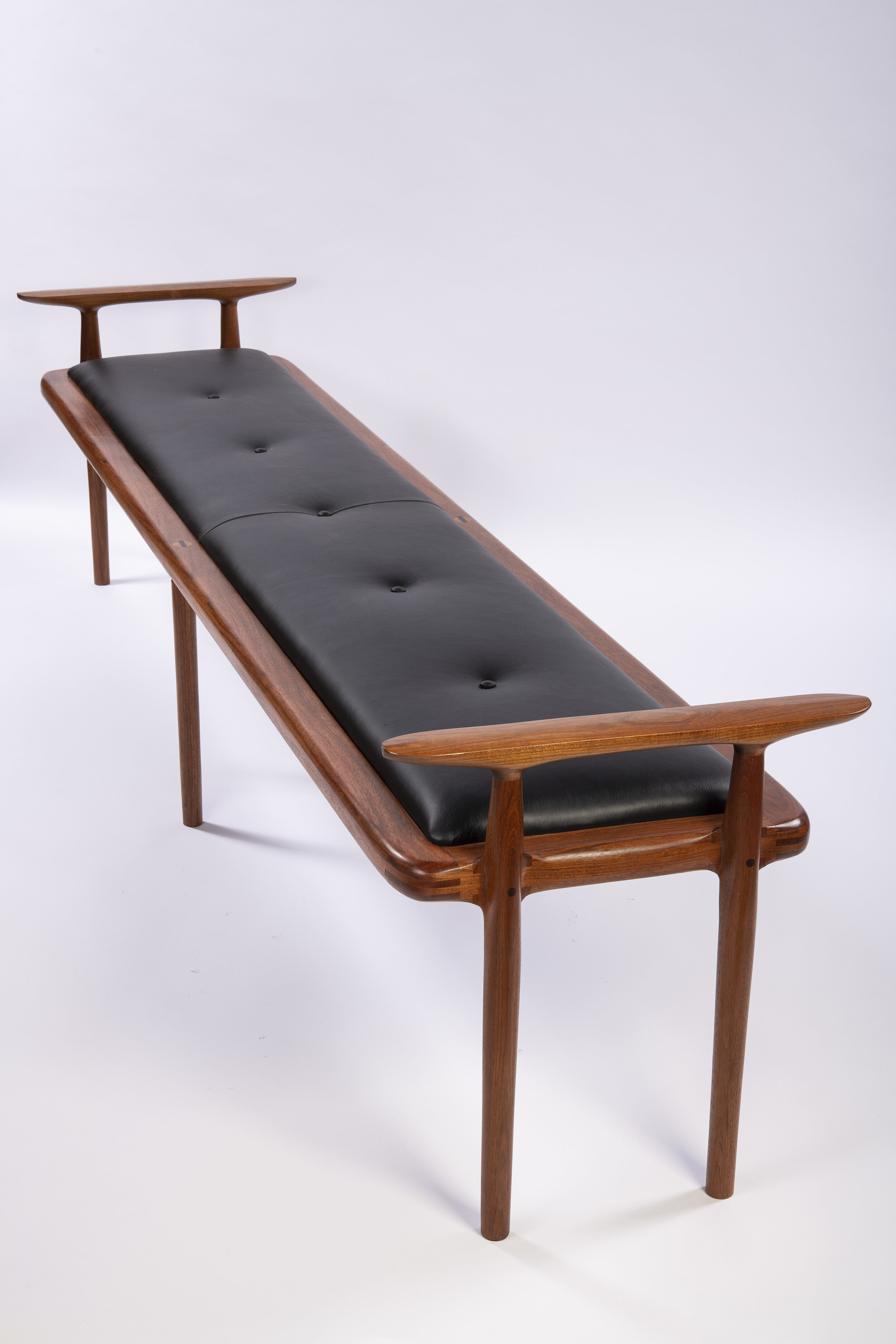 8 Ft Sculpted Bench (Jatoba & Leather)