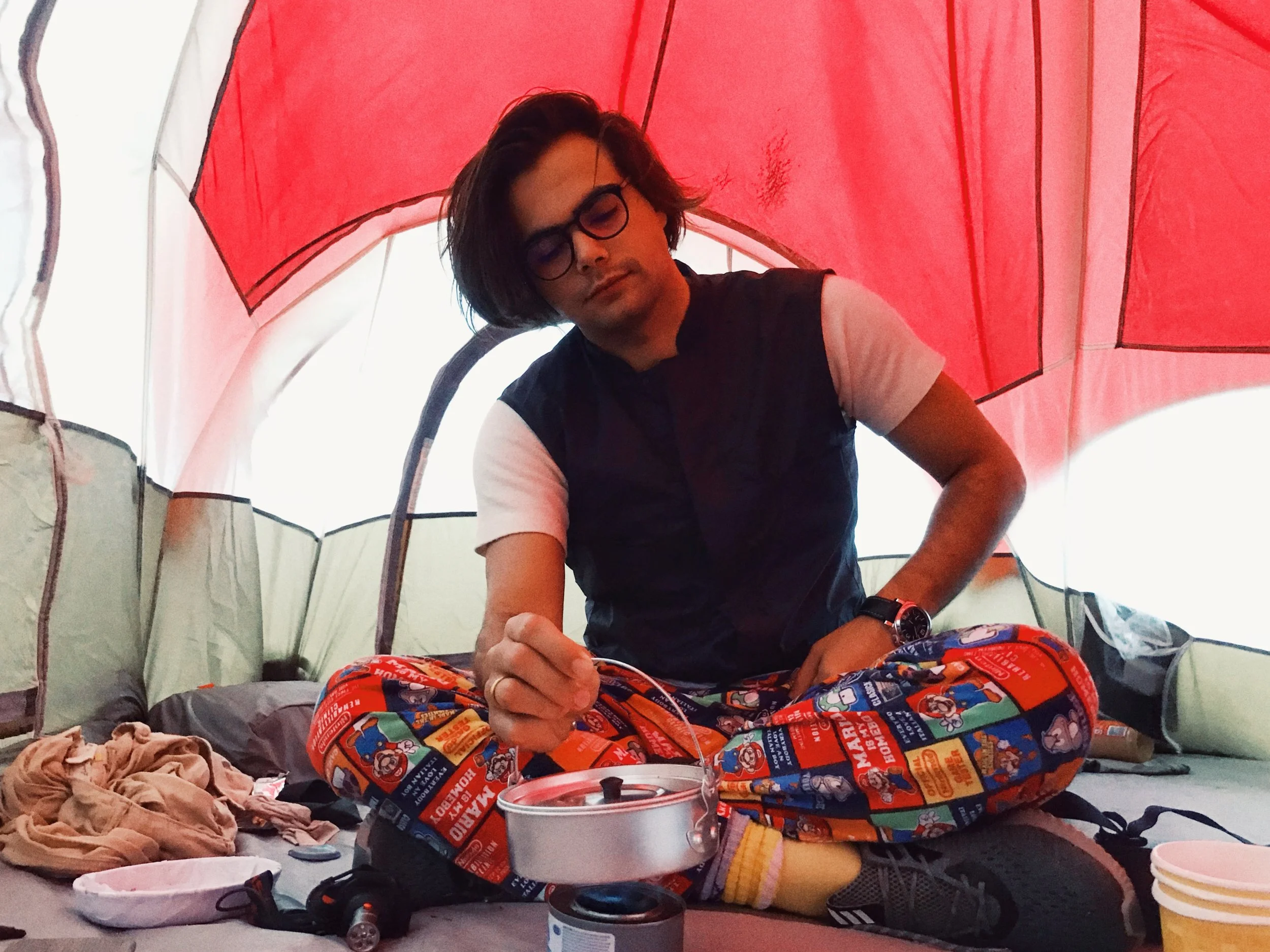 06:08am - Tolga Boiling Tea after a Sleepless Night