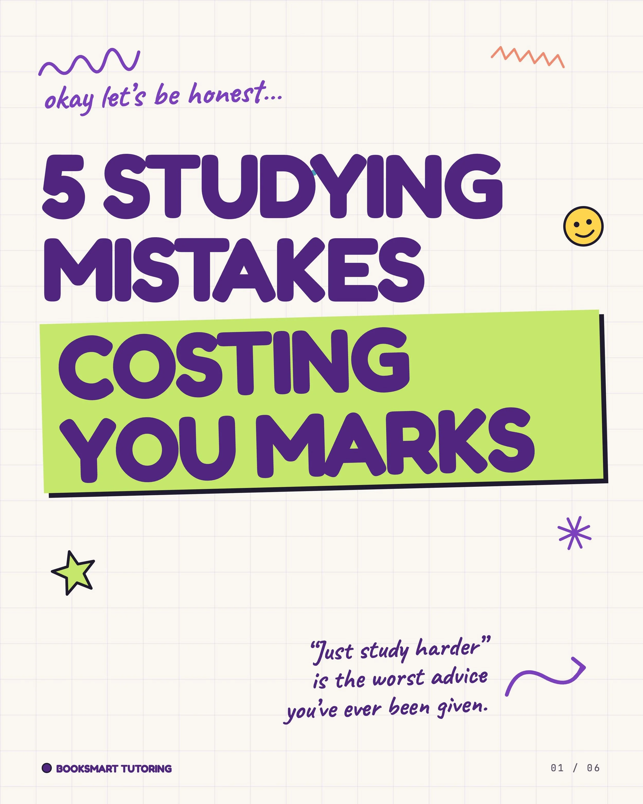 Your highlighter can only do so much ✍️📚

Good grades are not about studying more. They&rsquo;re about studying smarter.

Here are 5 study mistakes that quietly sabotage test marks and what to do instead 👀

And if you still need help getting ready 