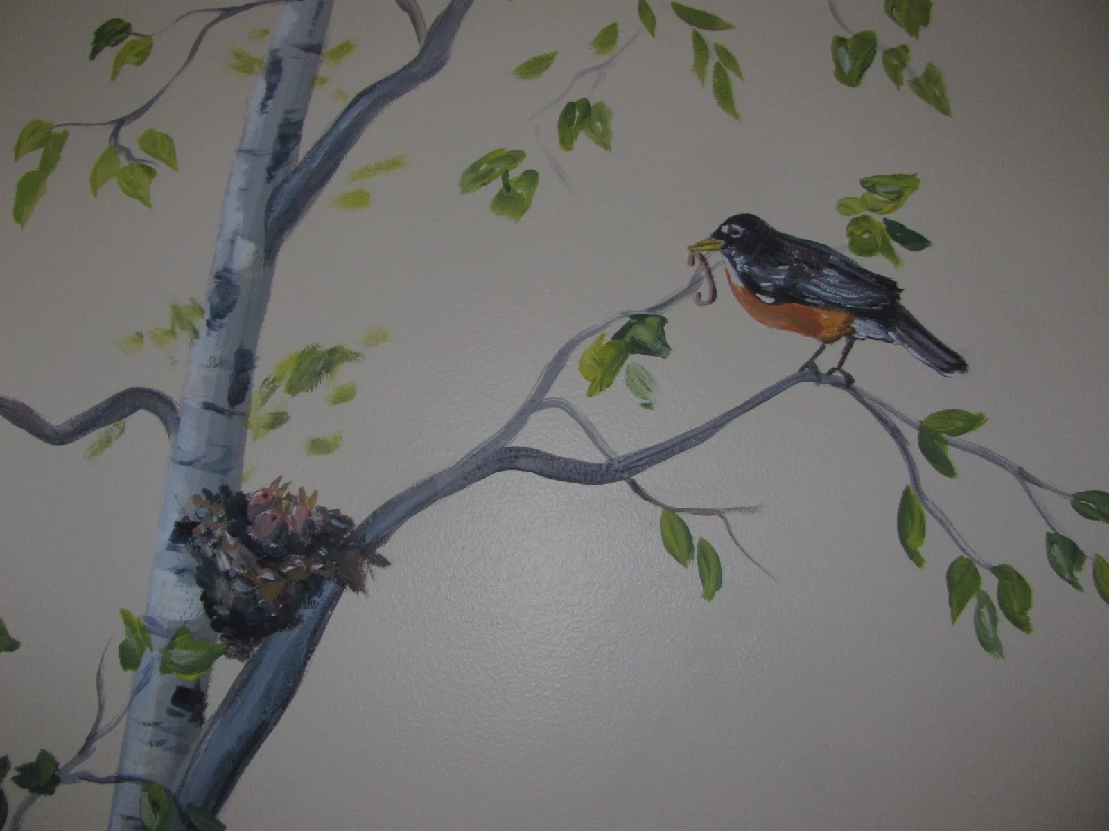 Robin and nest in Tree of Nursery Mural.JPG