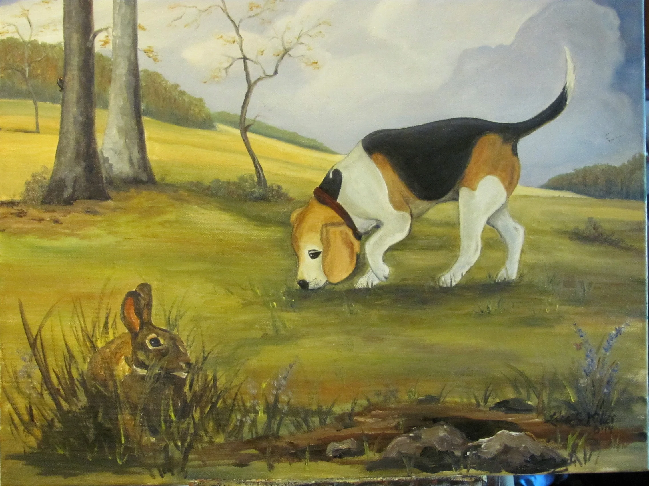Hunting Dog with Rabbit Scene.JPG