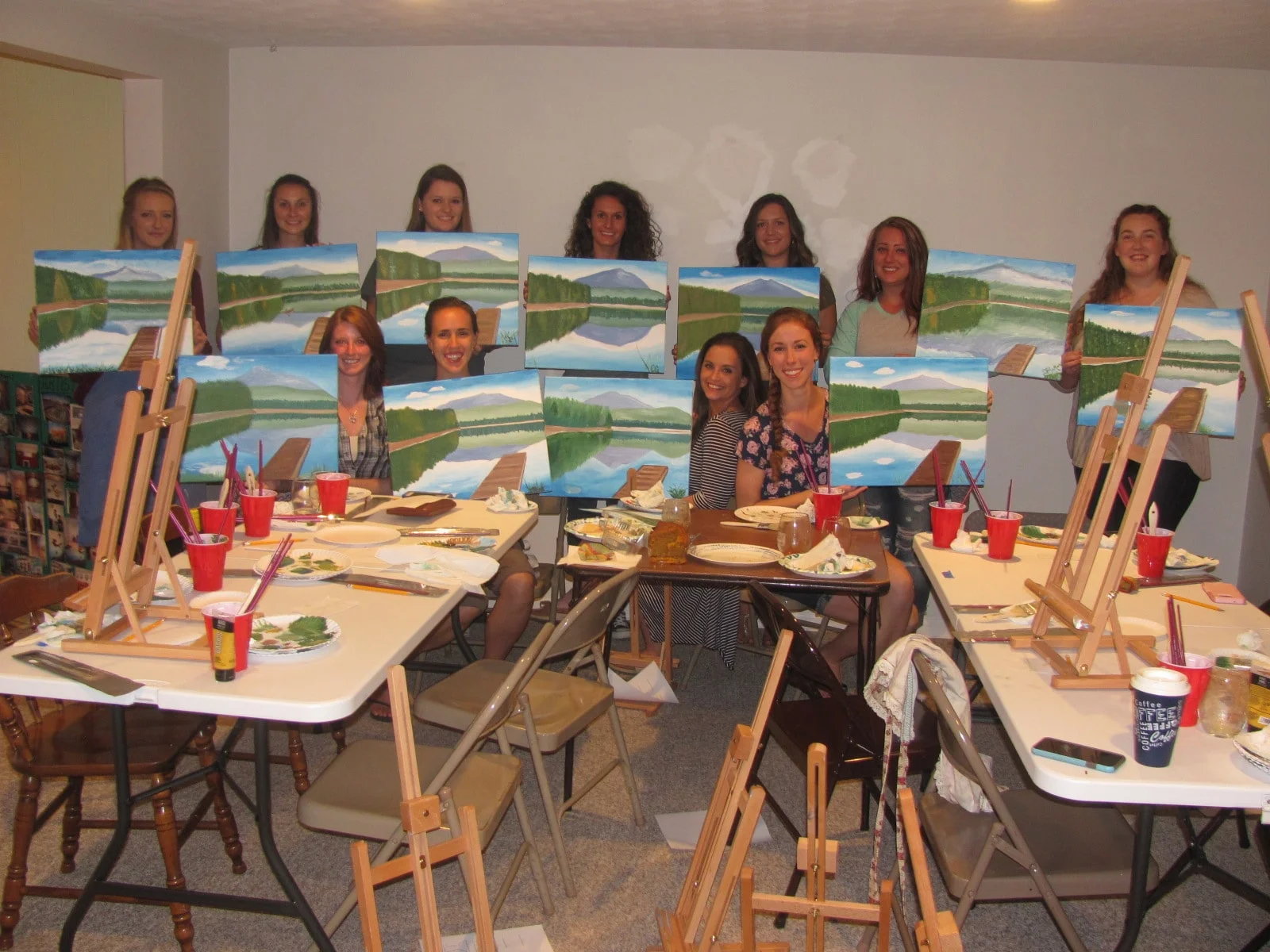 Paint Night Class Mountain Lake Reflection Scene.JPG