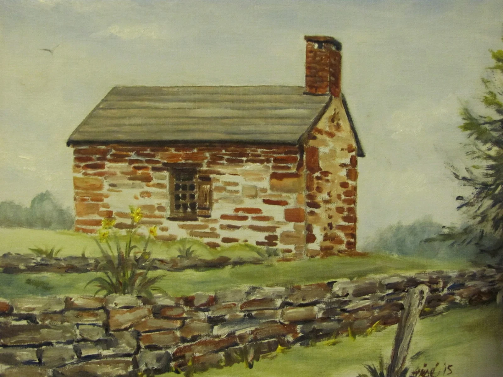 Spring house with rock wall Plein Airr Painting.JPG