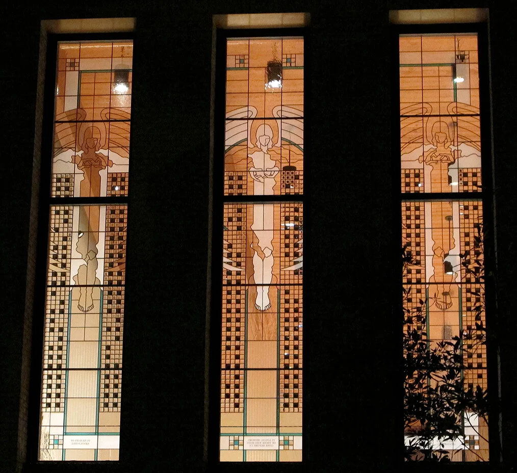  St John the Beloved exterior at night. 