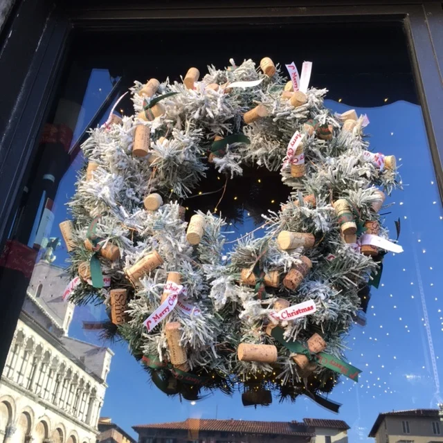 Yep, it's the window of a wine shop, Lucca, December 2016.