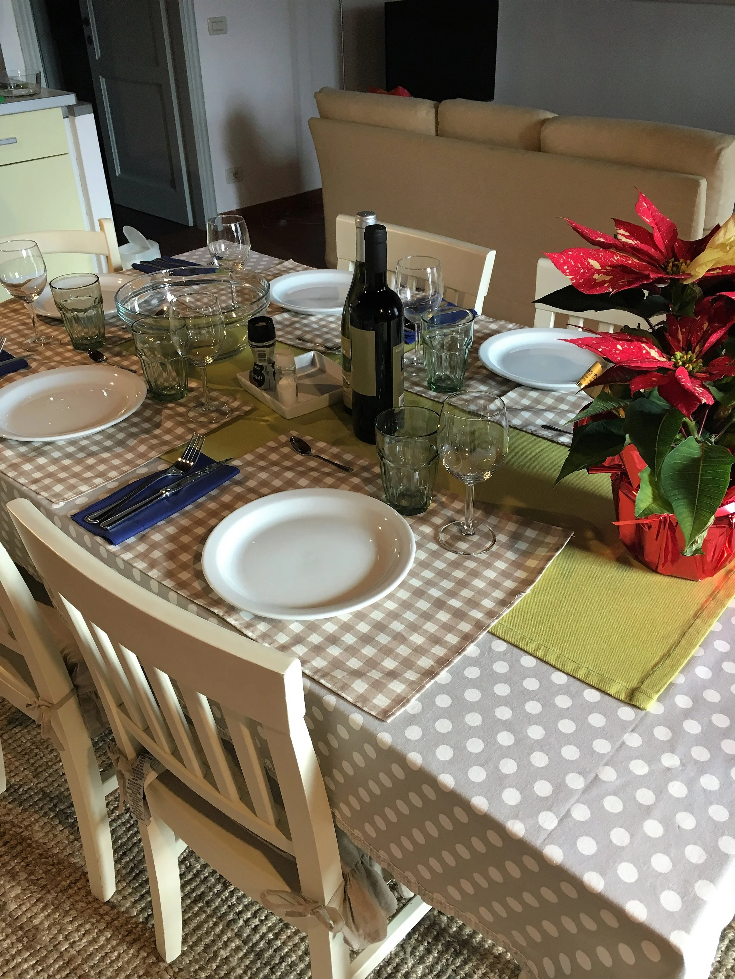 The table is set for pranzo with amici, Lucca, January 2017.