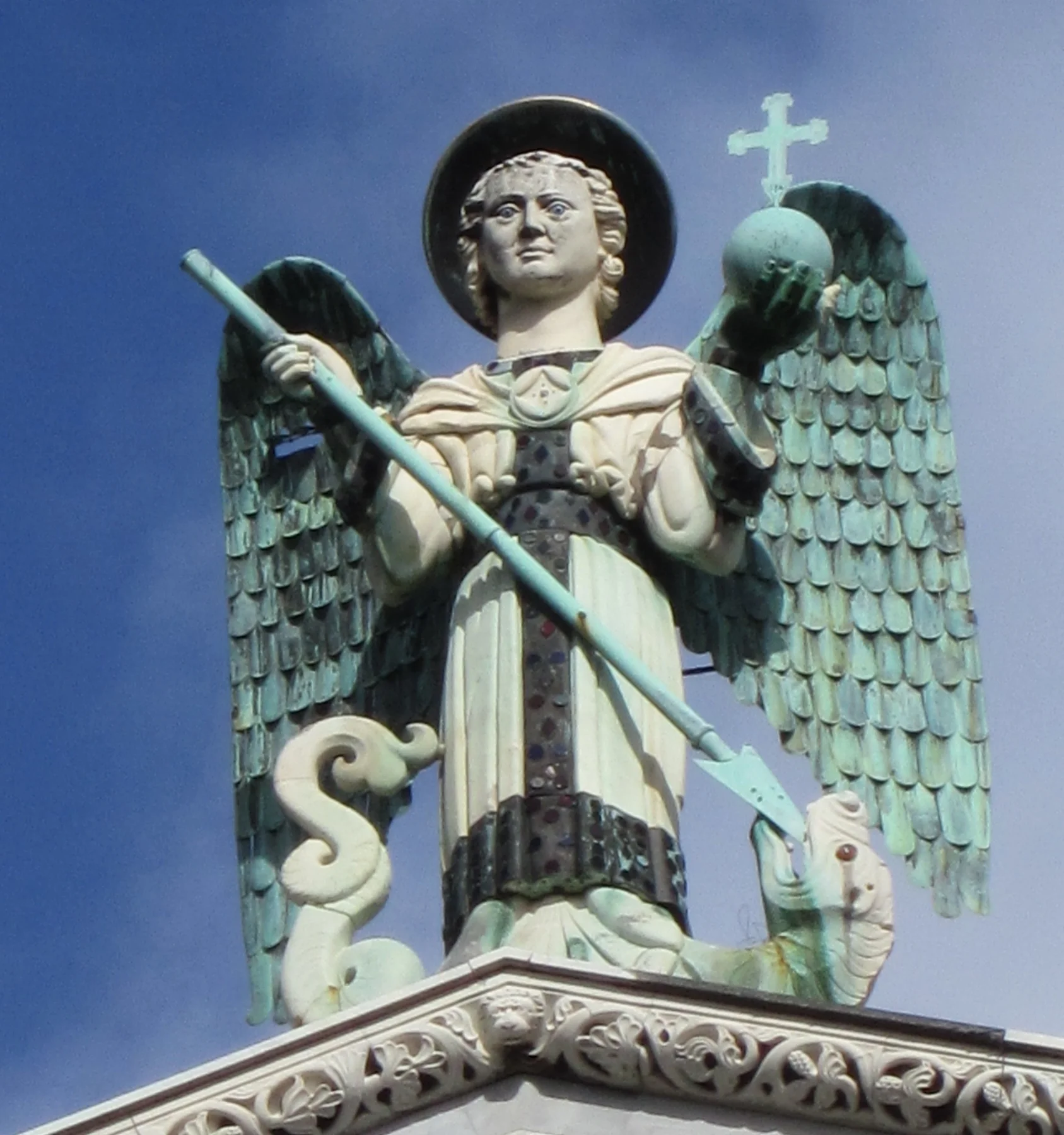 The Archangel Michael (Michele in Italian) high atop the basilica that bears his name.