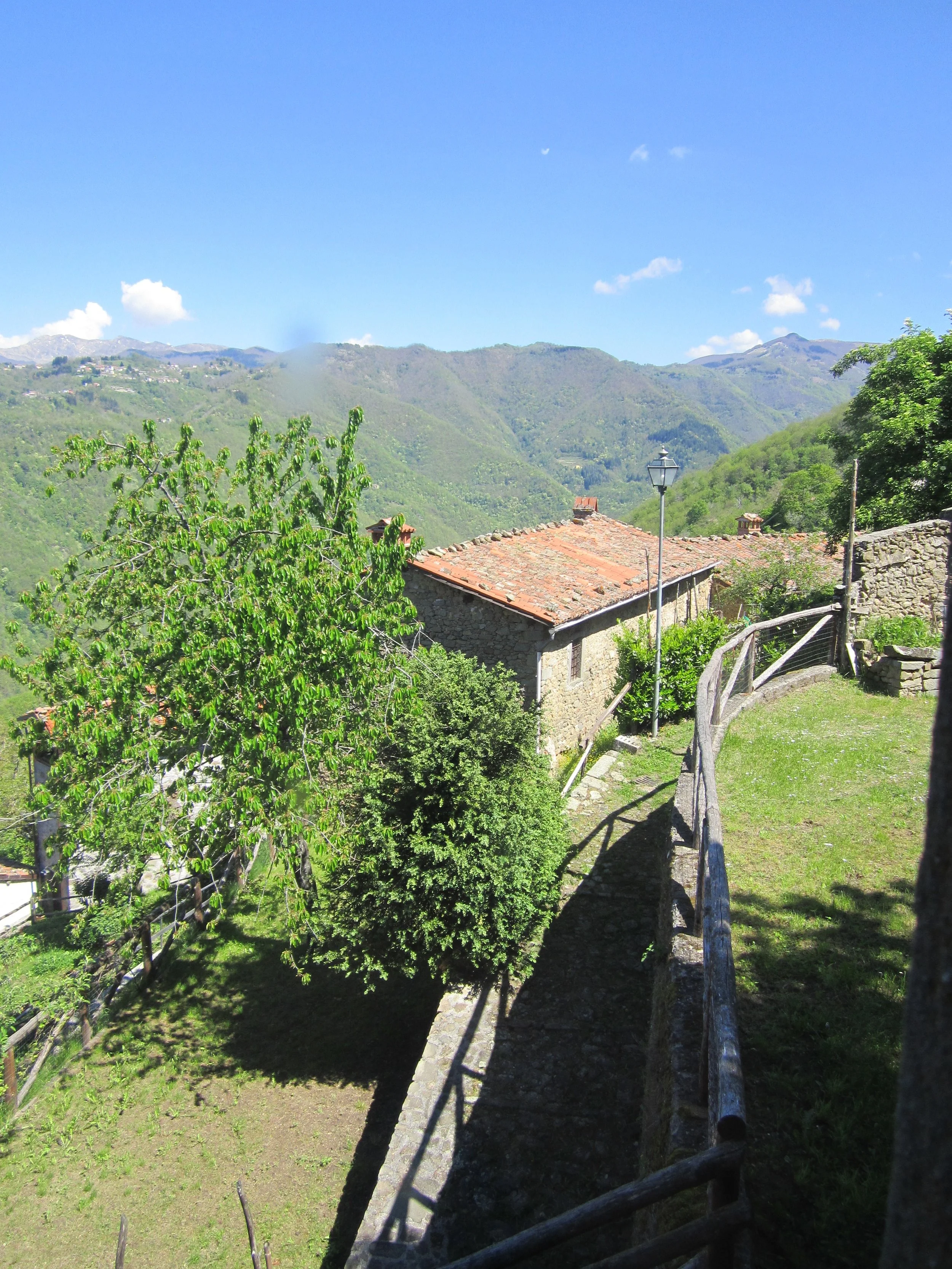The green hillsides of the Garfagnana in spring as seen from the town of Sillico, 2012.