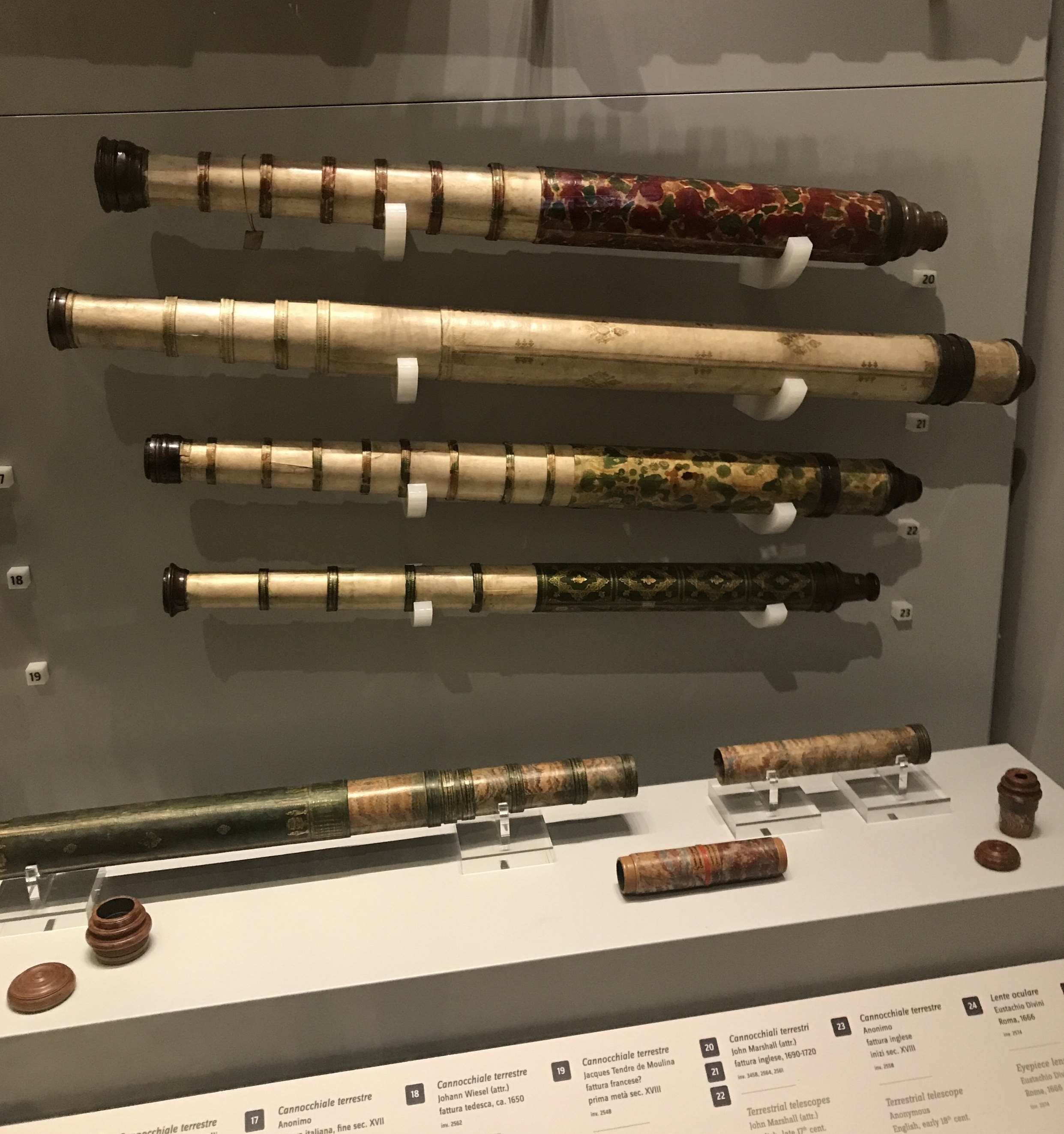 Several telescopes at the Museo Galileo.
